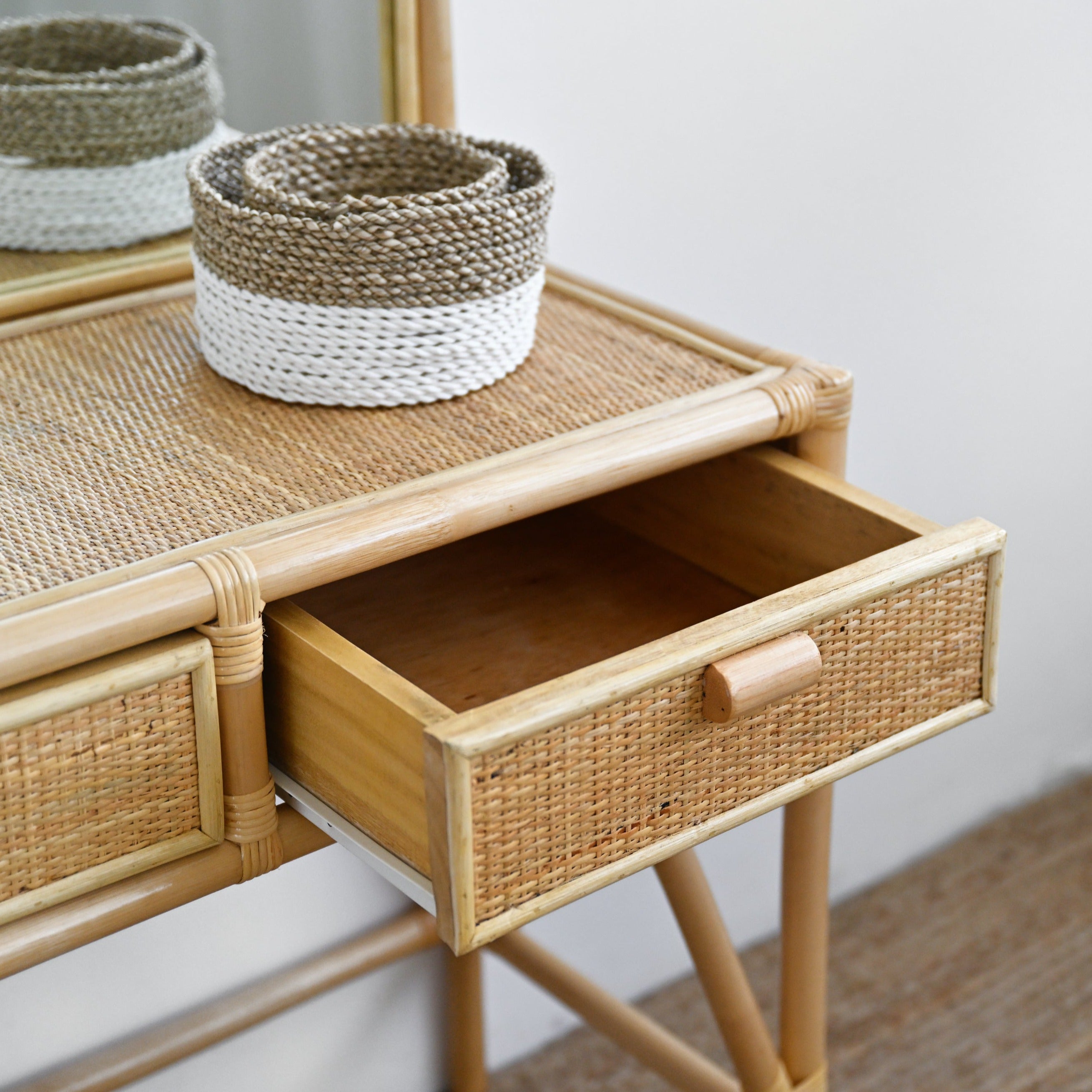 Junior Rattan Dressing Table with Stool