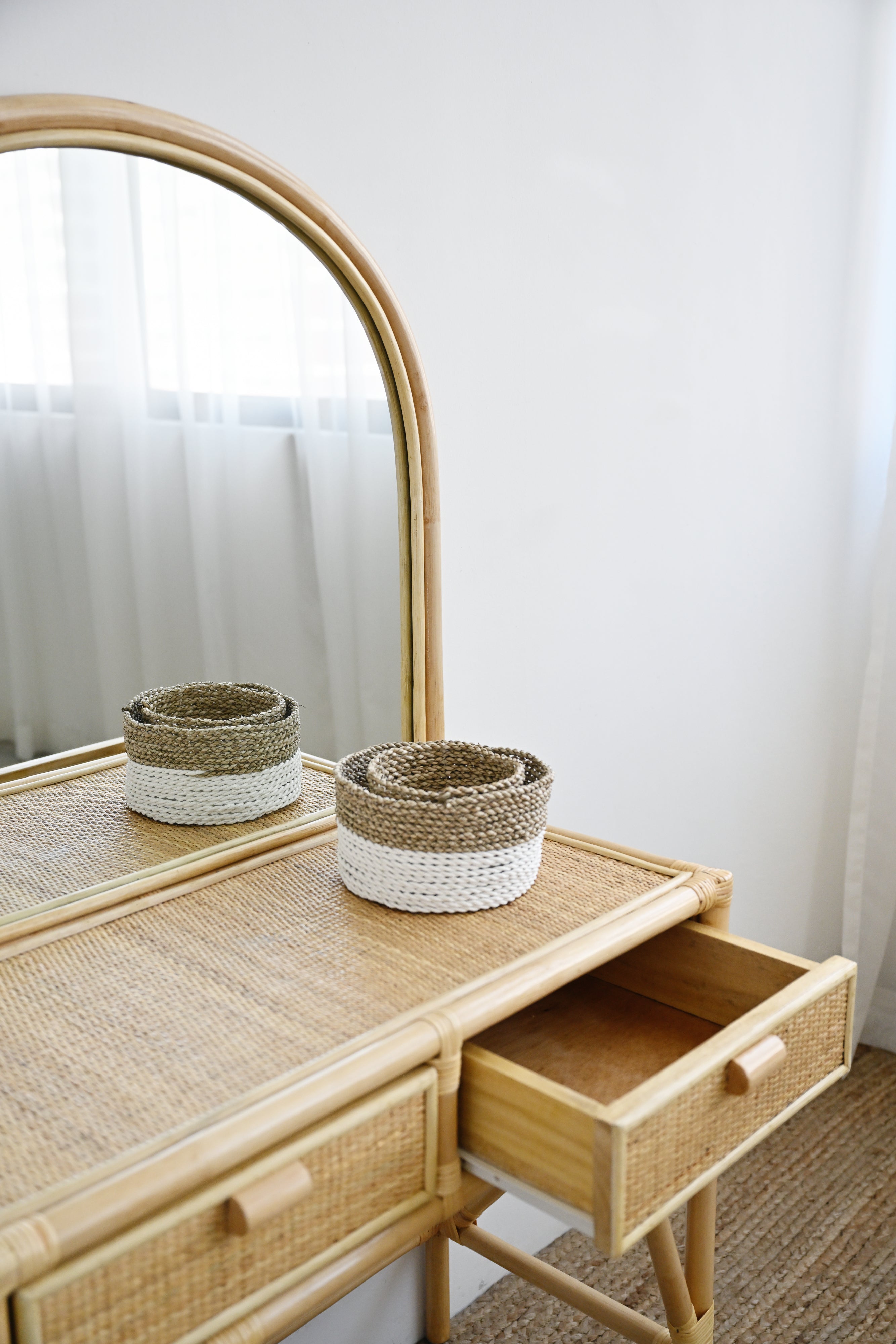 Junior Rattan Dressing Table with Stool
