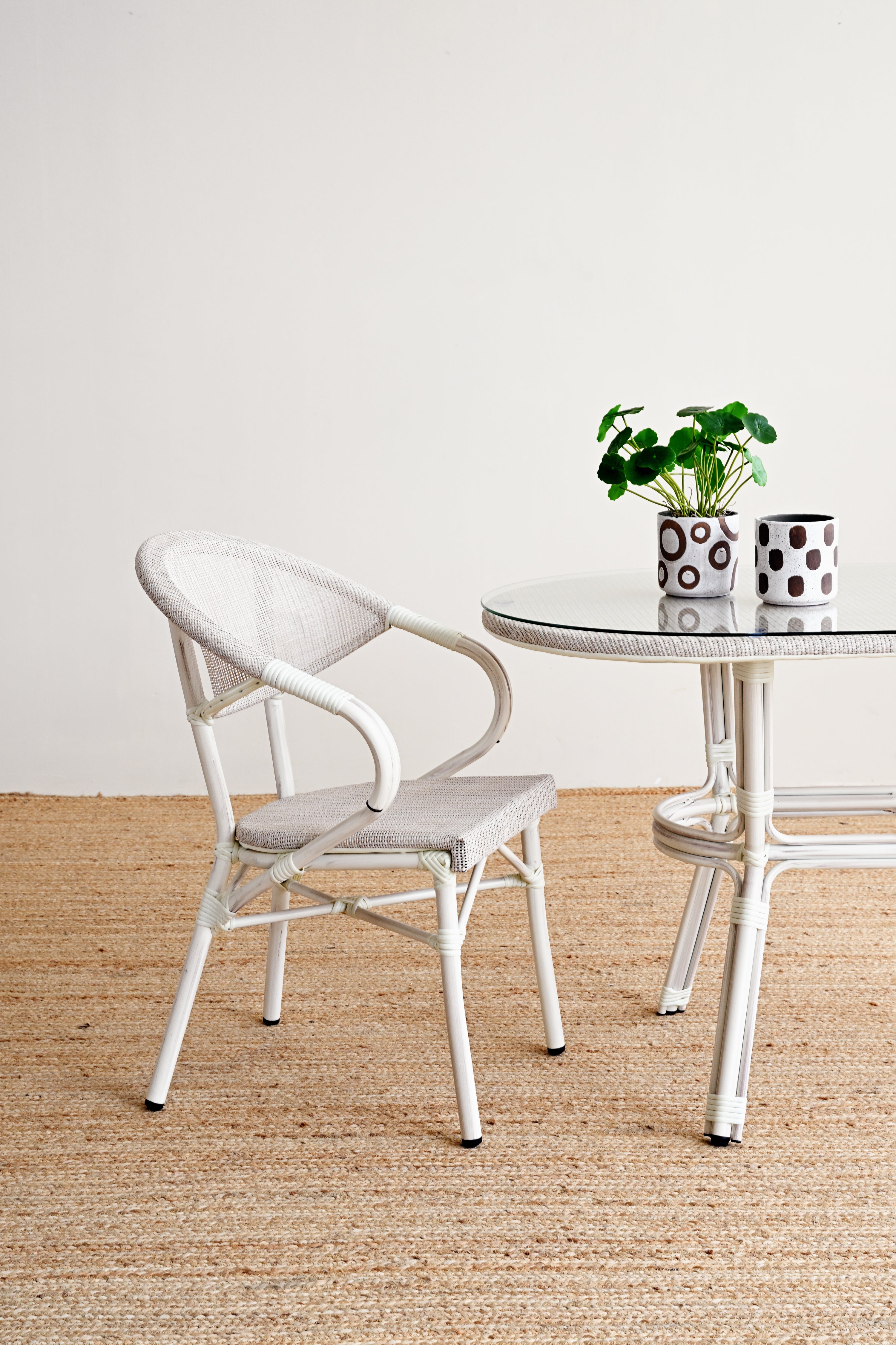 Outdoor Teslin Dining Chair with Arm Rests