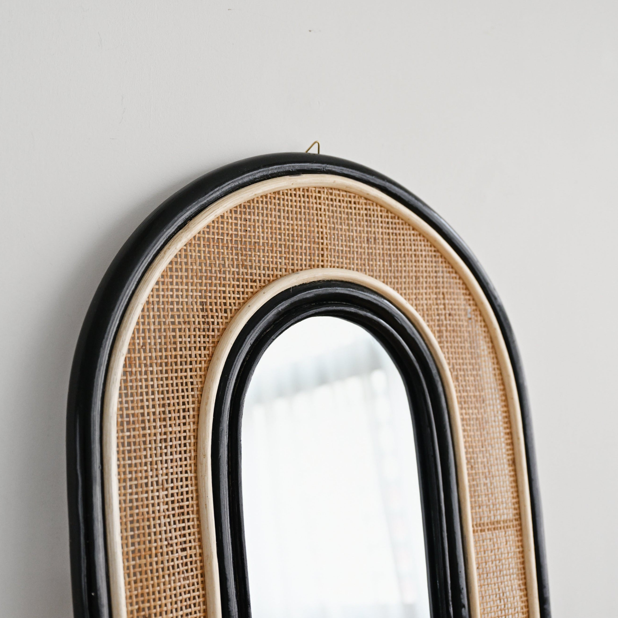 Rattan Arched Mirror - Black