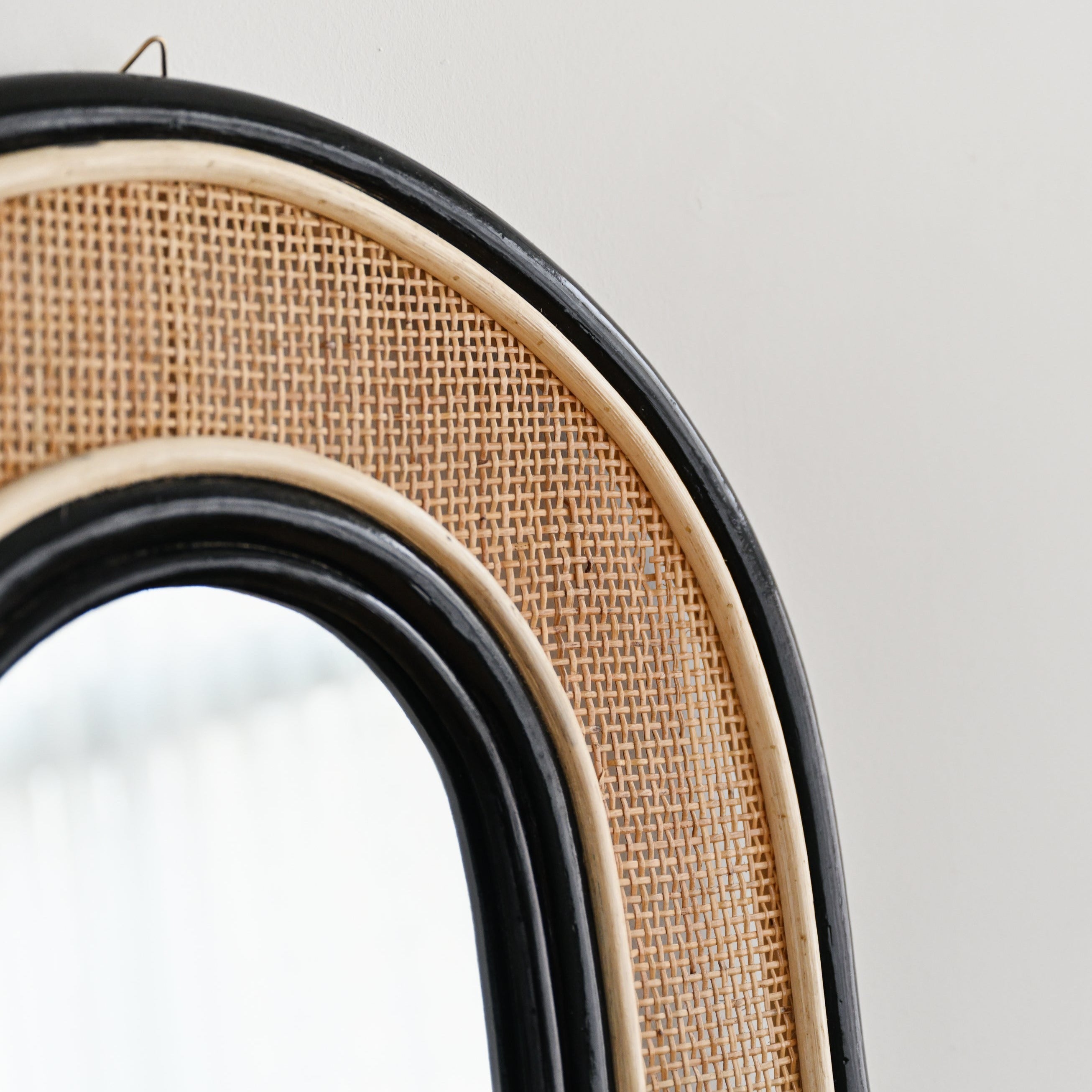 Rattan Arched Mirror - Black