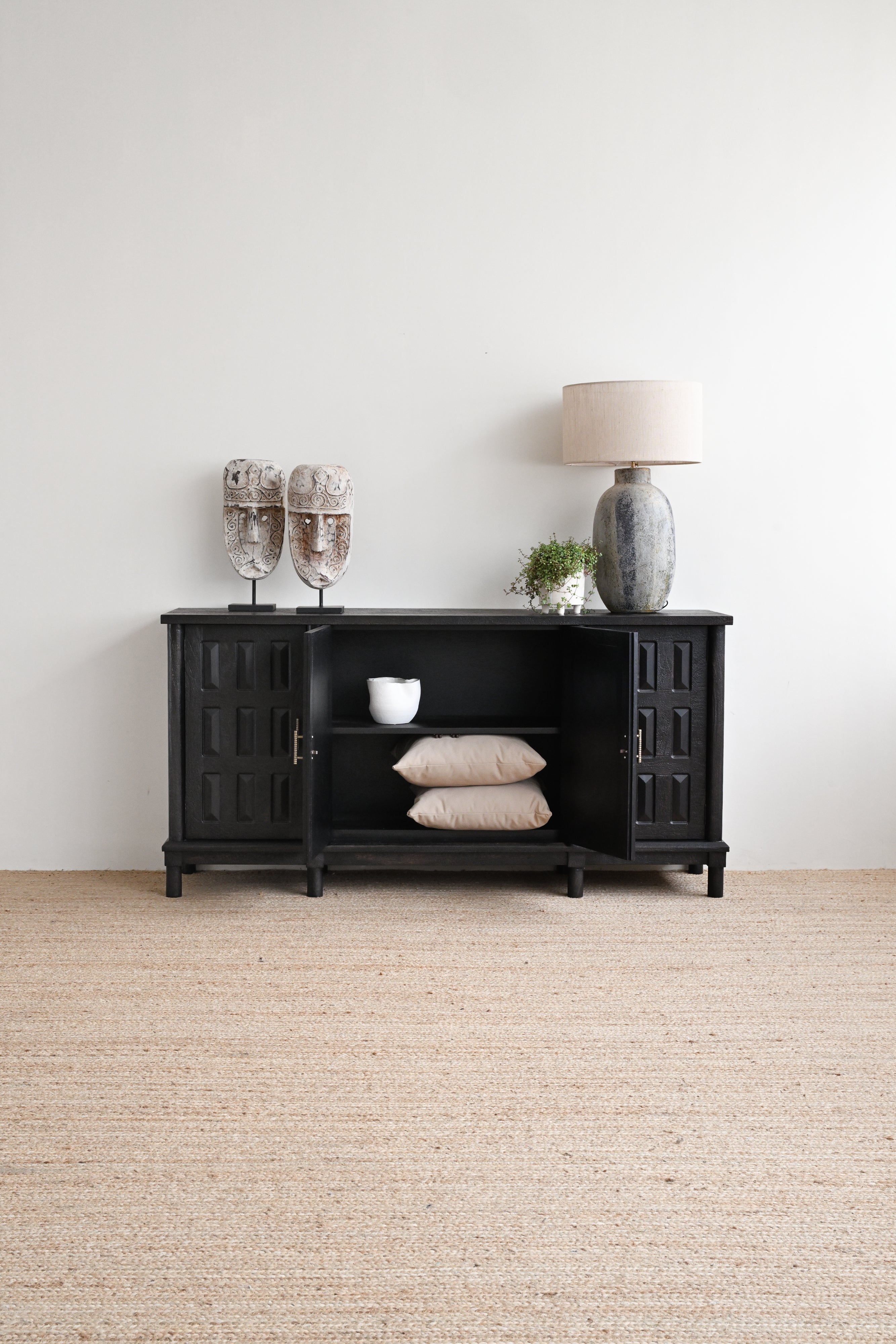 Milan 4 Door Sideboard - Metallic Black