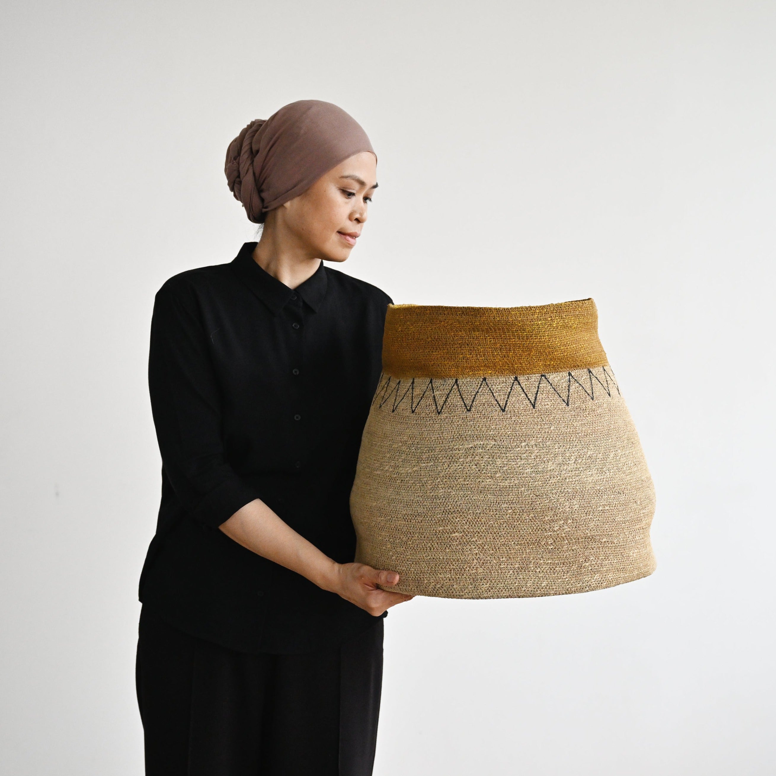 Ghoa Woven Basket with Zig Zags
