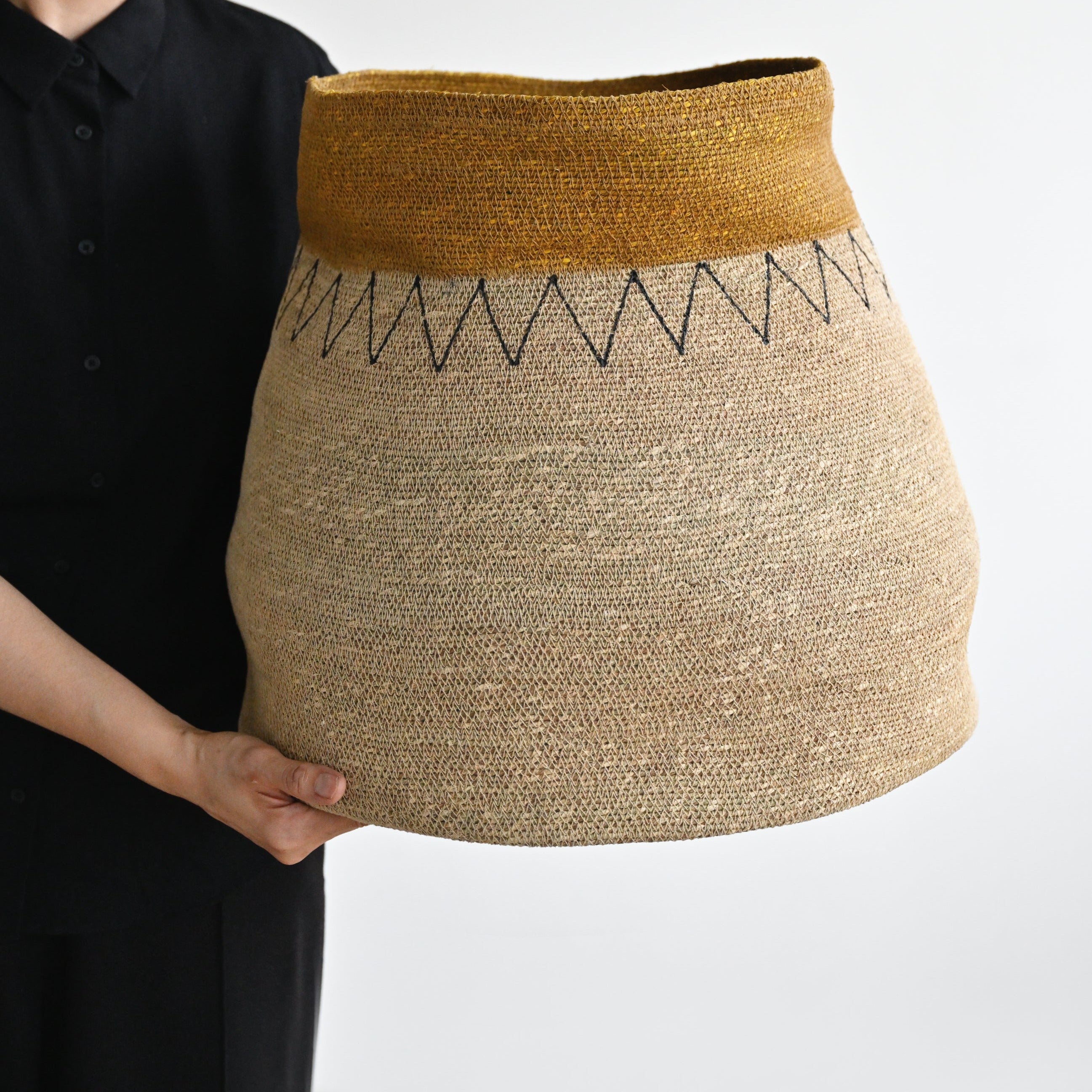 Ghoa Woven Basket with Zig Zags
