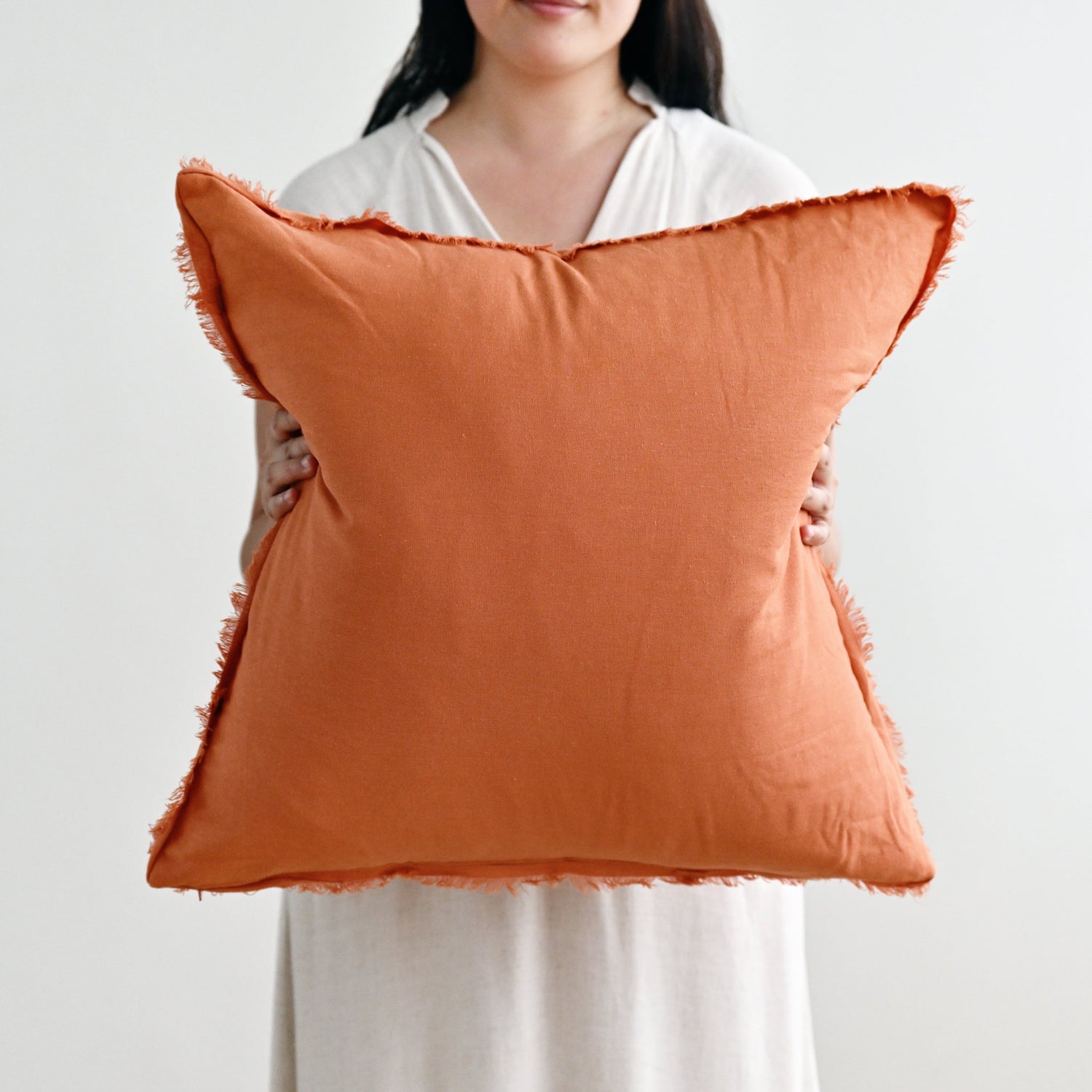 Rust Freya Linen Cushion - Square