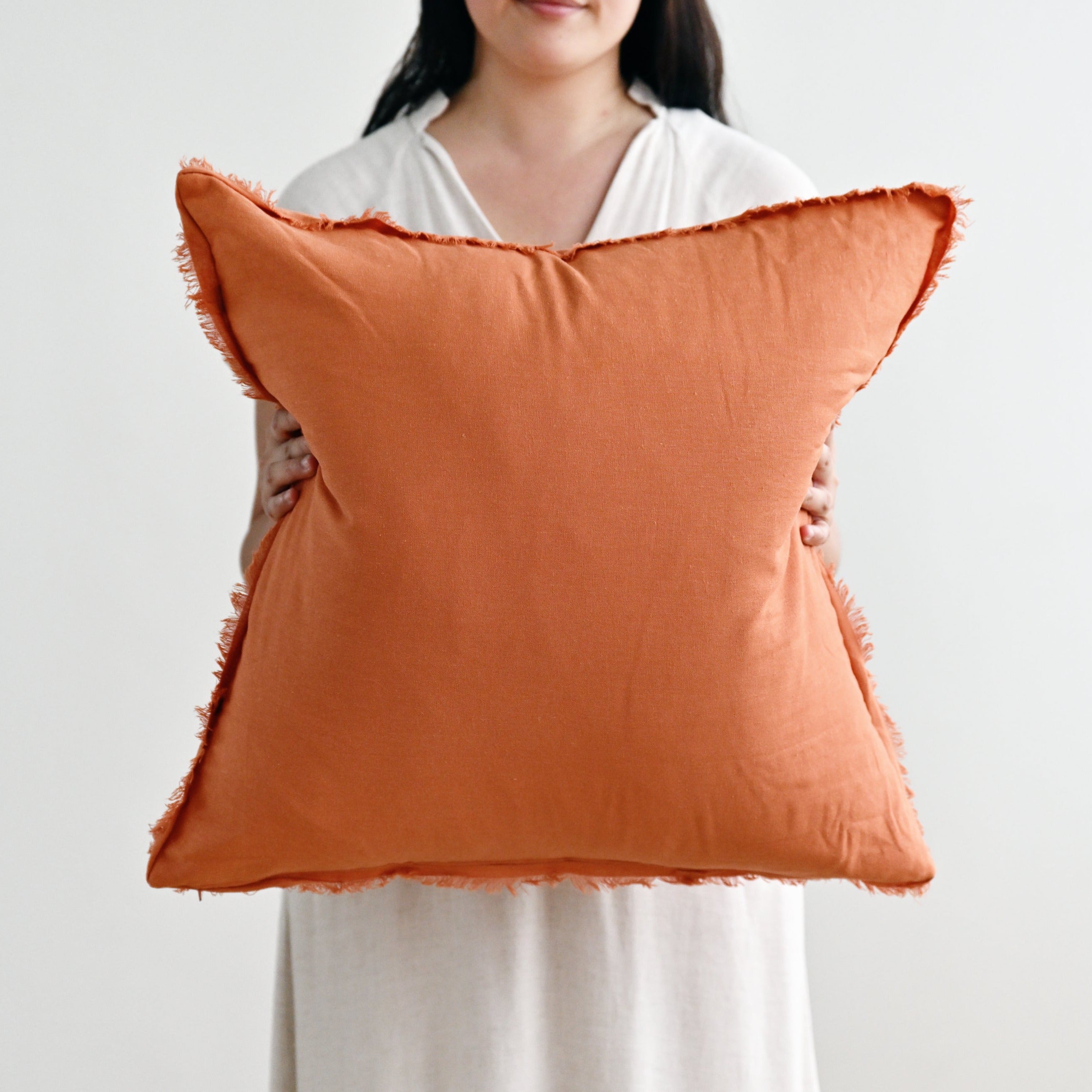 Rust Freya Linen Cushion - Square