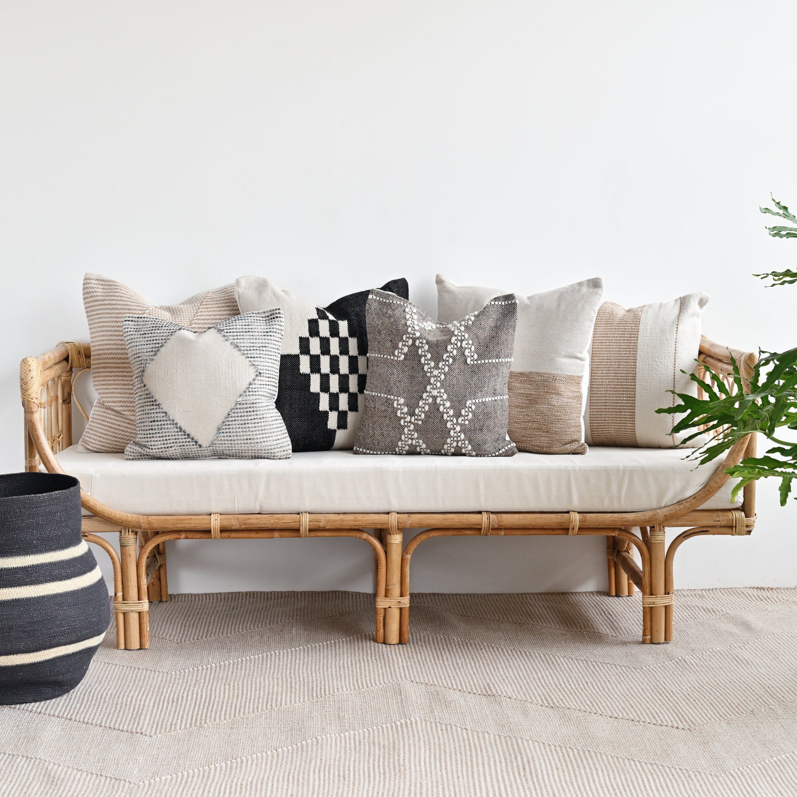 Rectangle Striped Indoor Outdoor Handwoven Cushion Cover - 50cm x 50cm