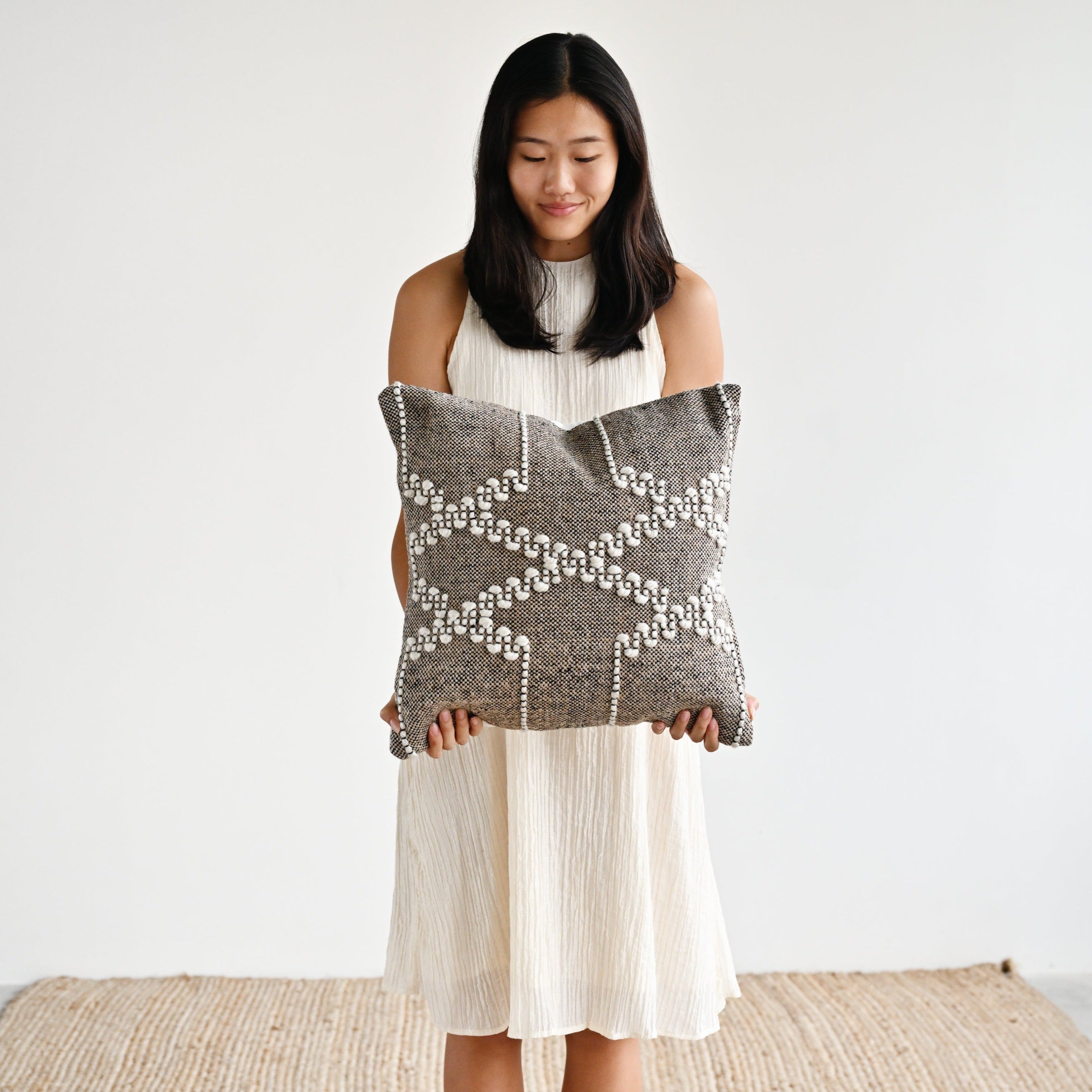 Embroidered Indoor Outdoor Handwoven Cushion