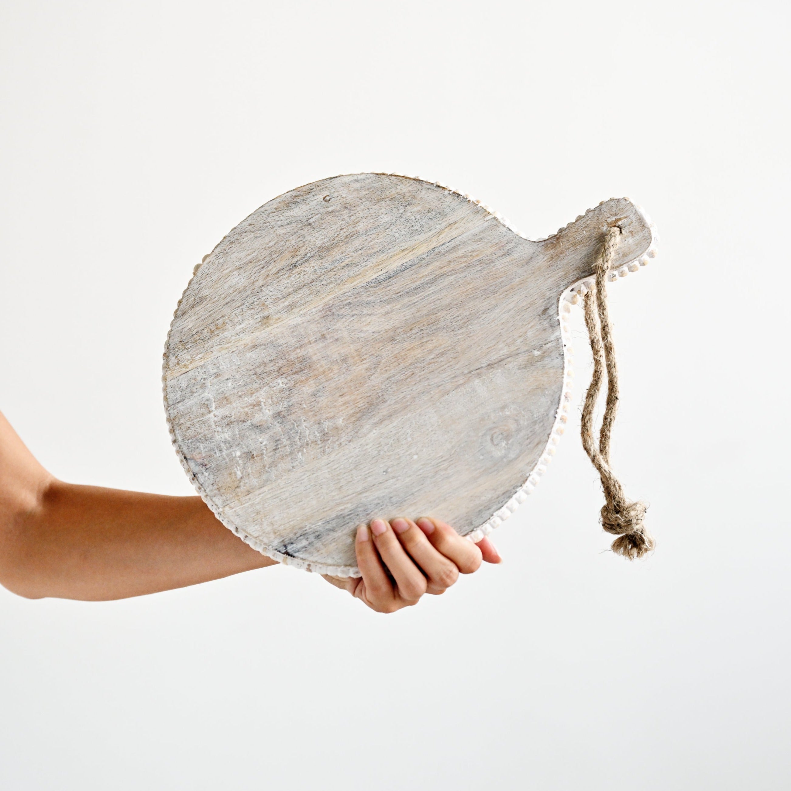 White Wash Round Serving Board