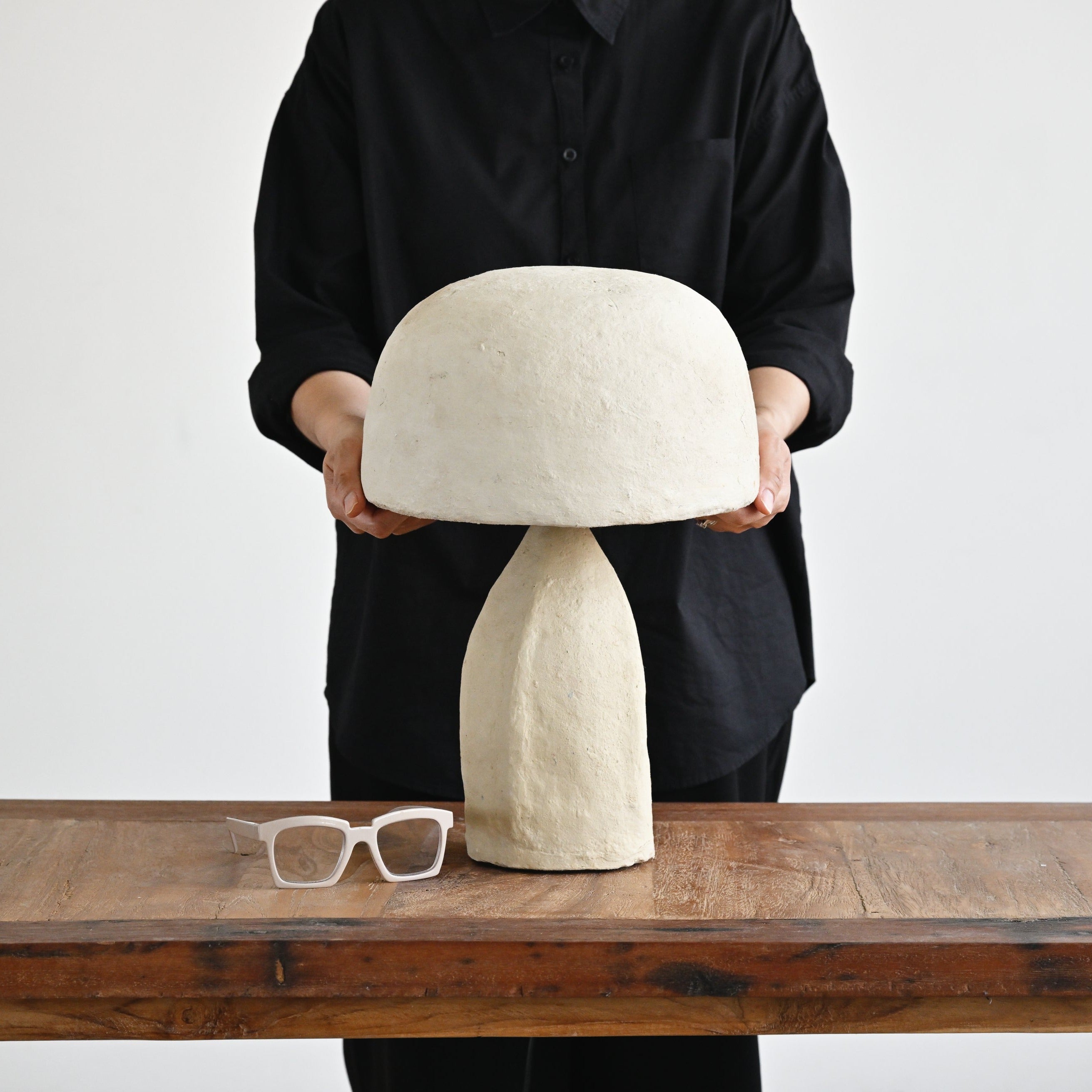Paper Mache Table Lamp and Shade