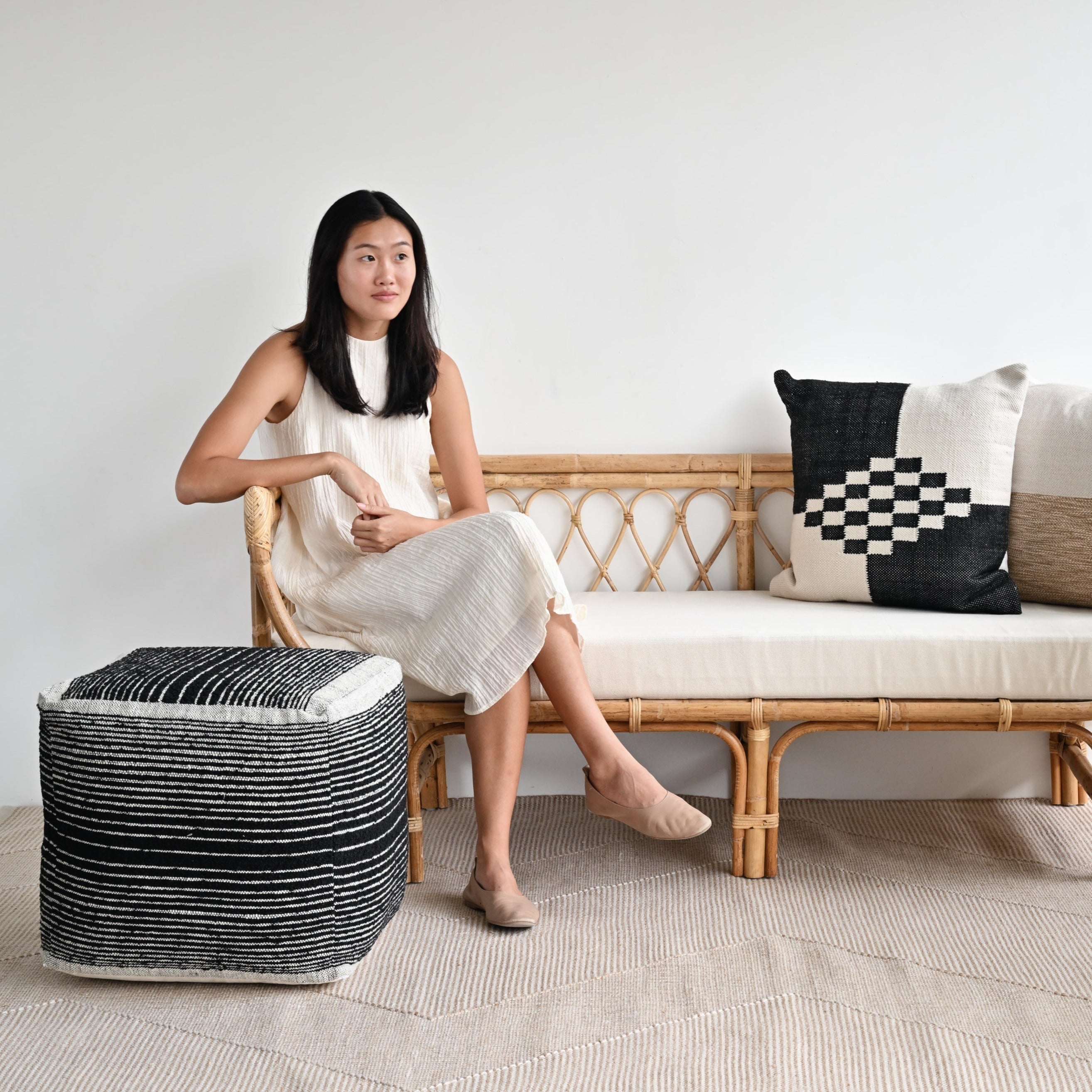 Checkered Indoor Outdoor Handwoven Cushion