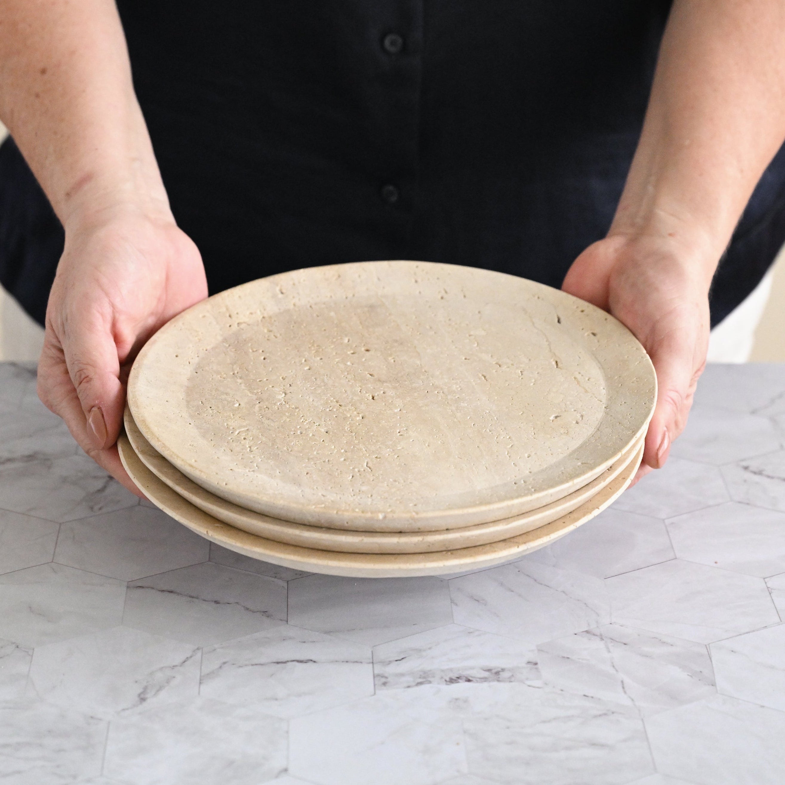 Earth Travertine Platter- 24cm