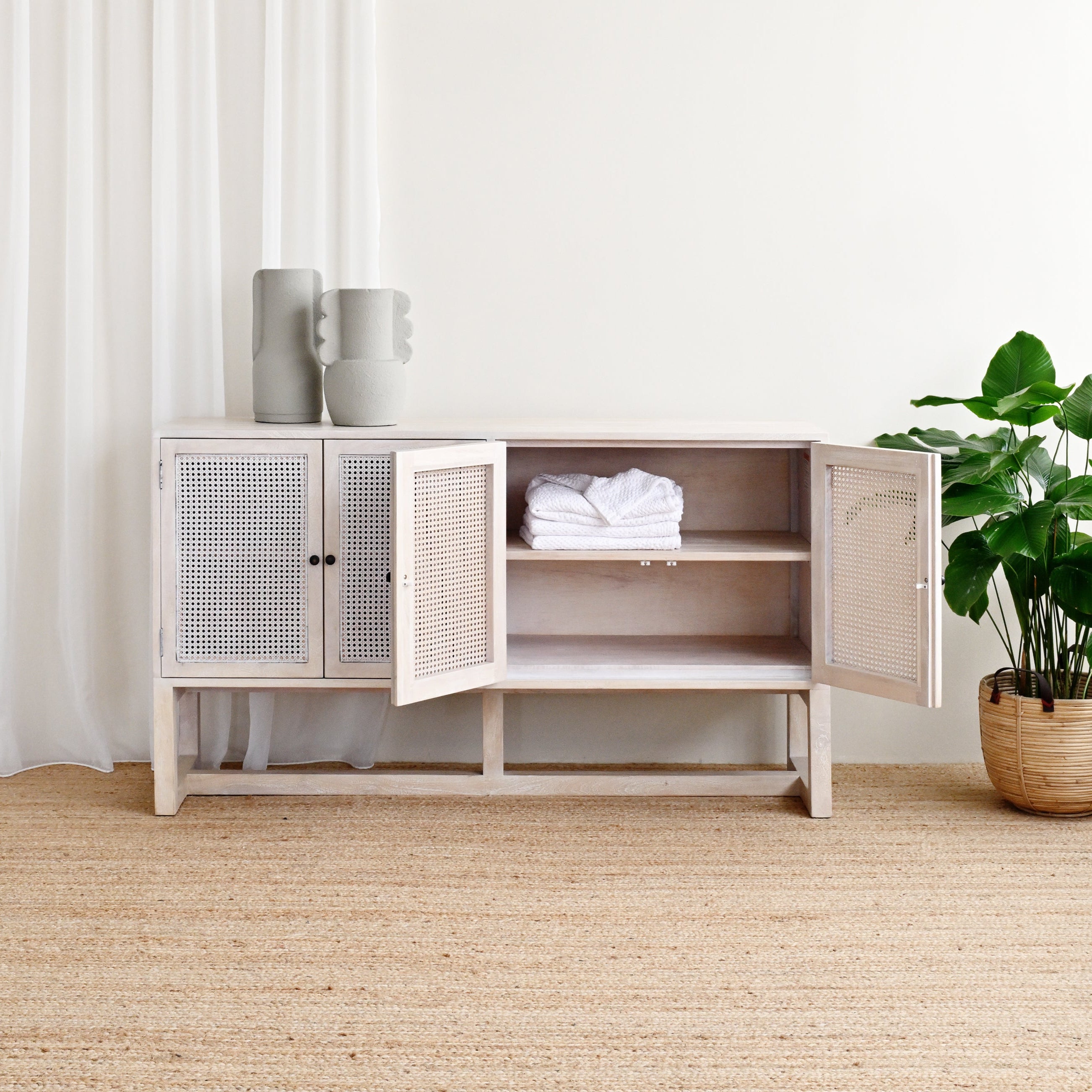 Gili 4 Door Sideboard - White Wash 1