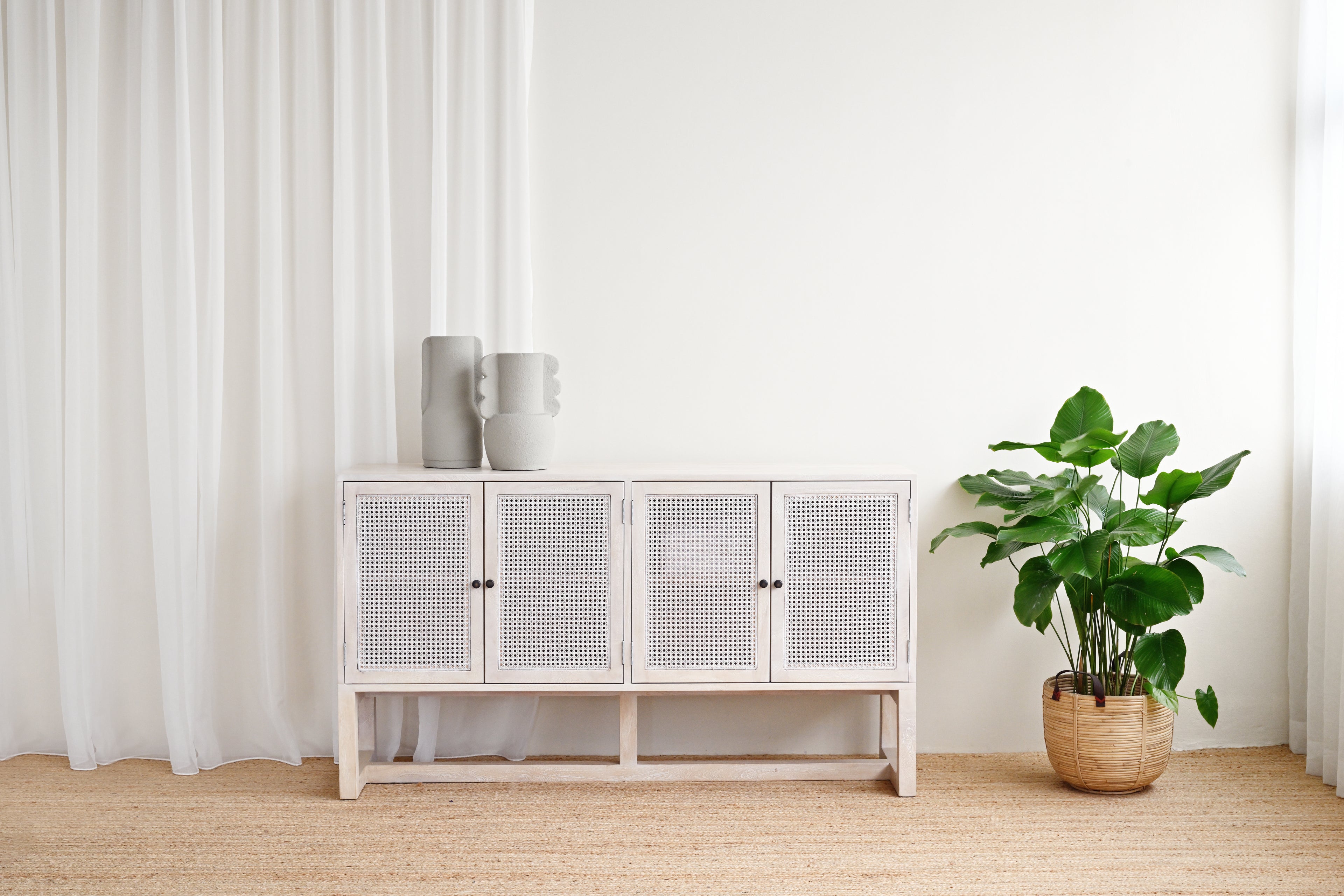 Gili 4 Door Sideboard - White Wash 4
