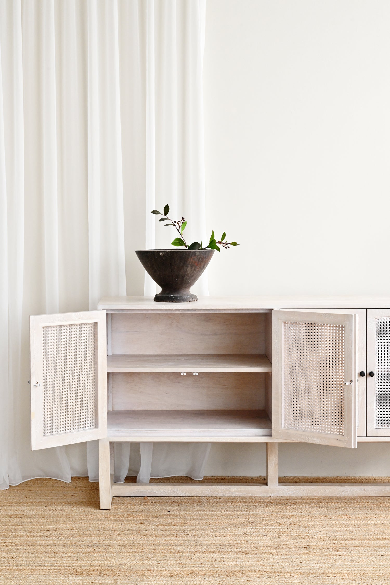 Gili 4 Door Sideboard - White Wash 8