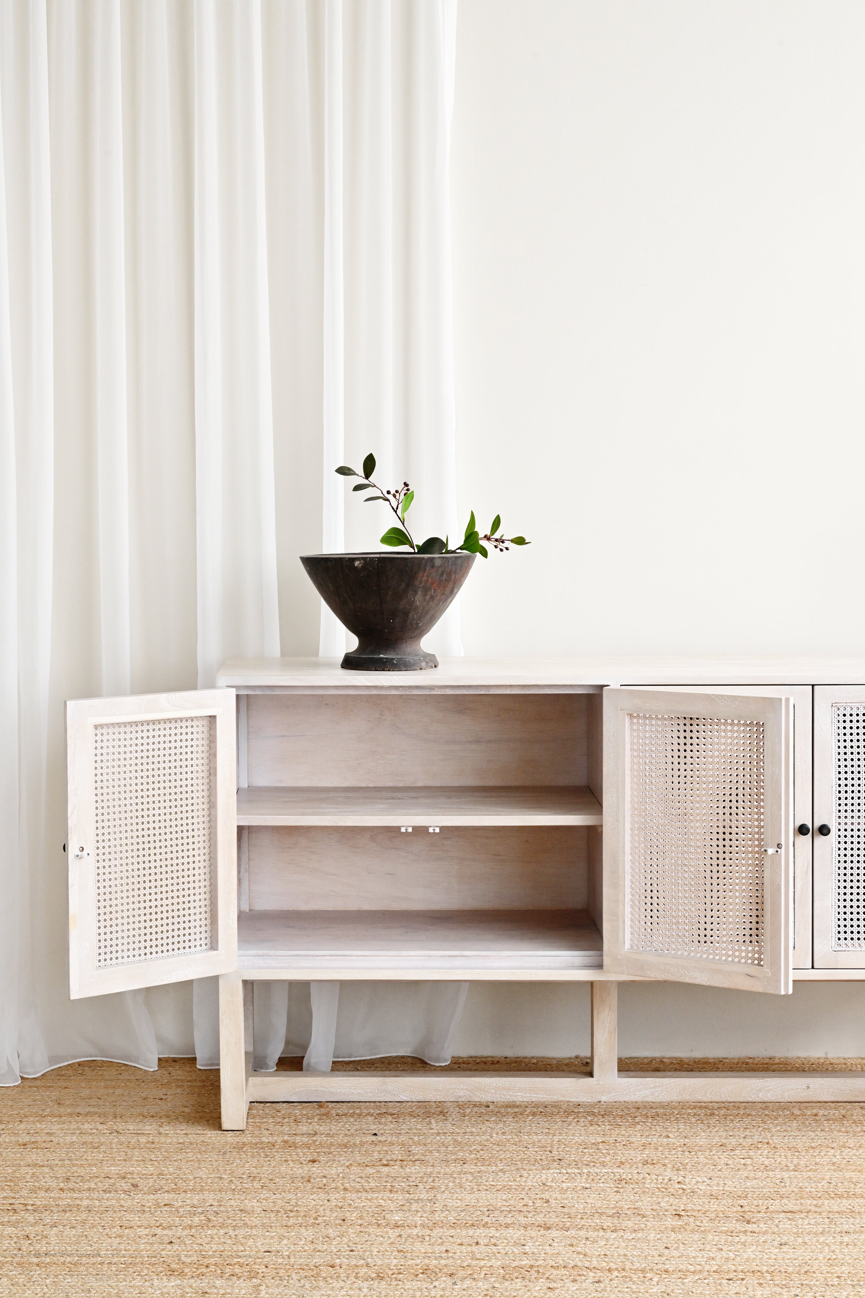 Gili 4 Door Sideboard - White Wash 8