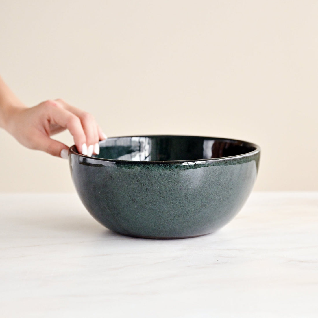 Glossy Sacramento Green Deep Salad Bowl