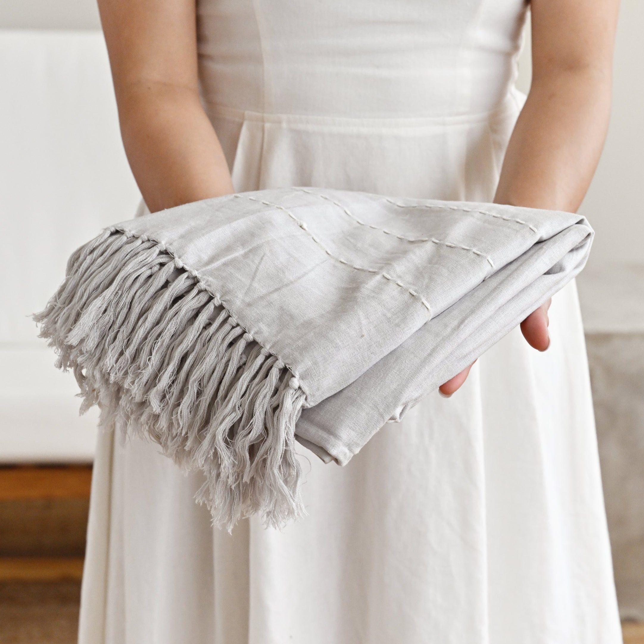 Grey Linen Amirah Throw 1