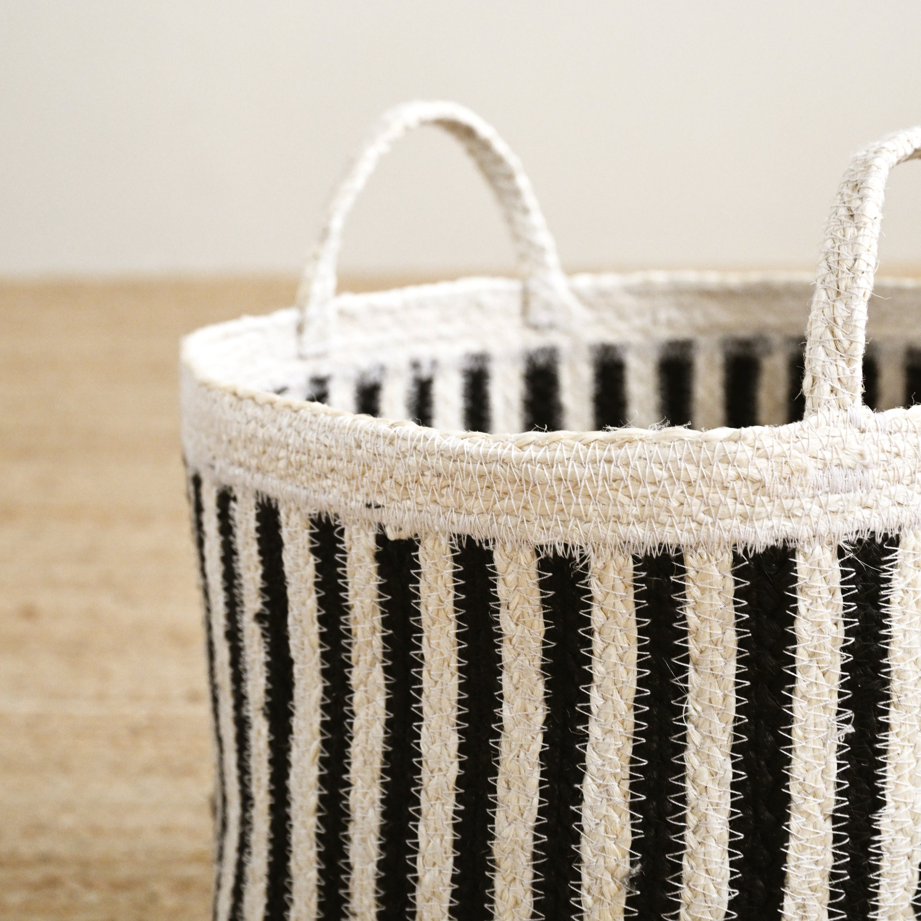 Noir Jute Striped Basket