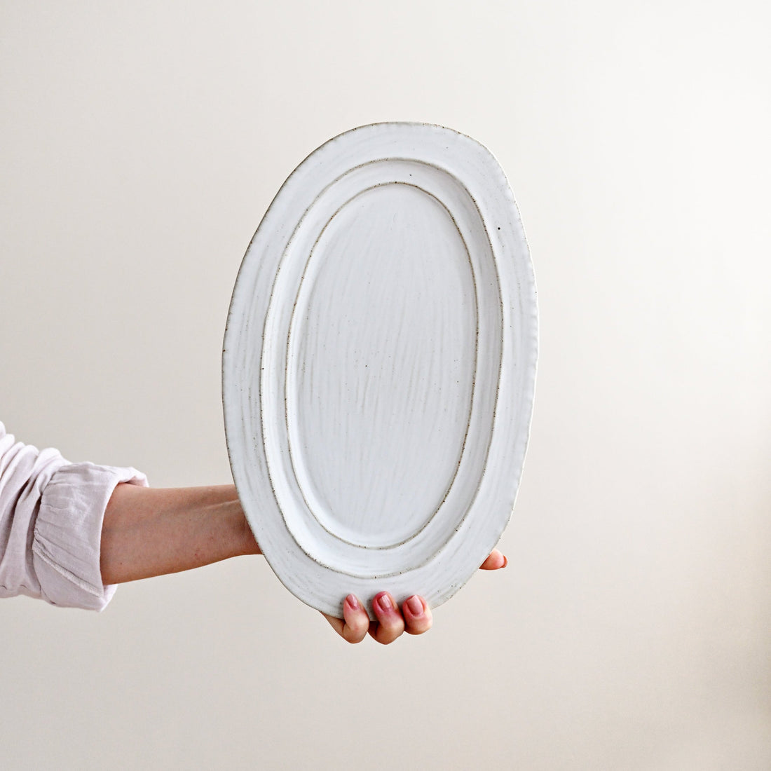 Organic Shaped Rustic White Serving Platter