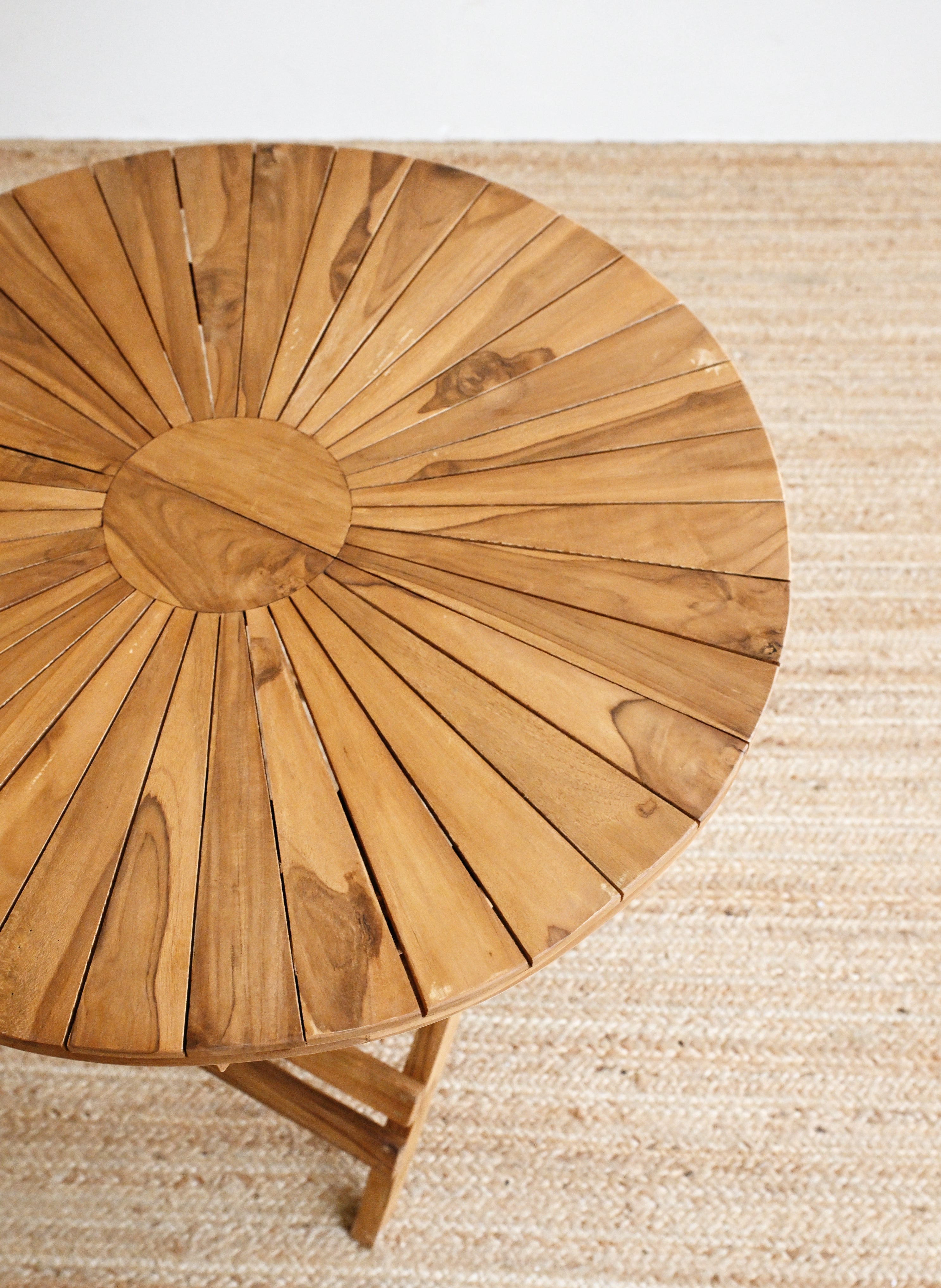 Outdoor Round Teak Folding Table 11