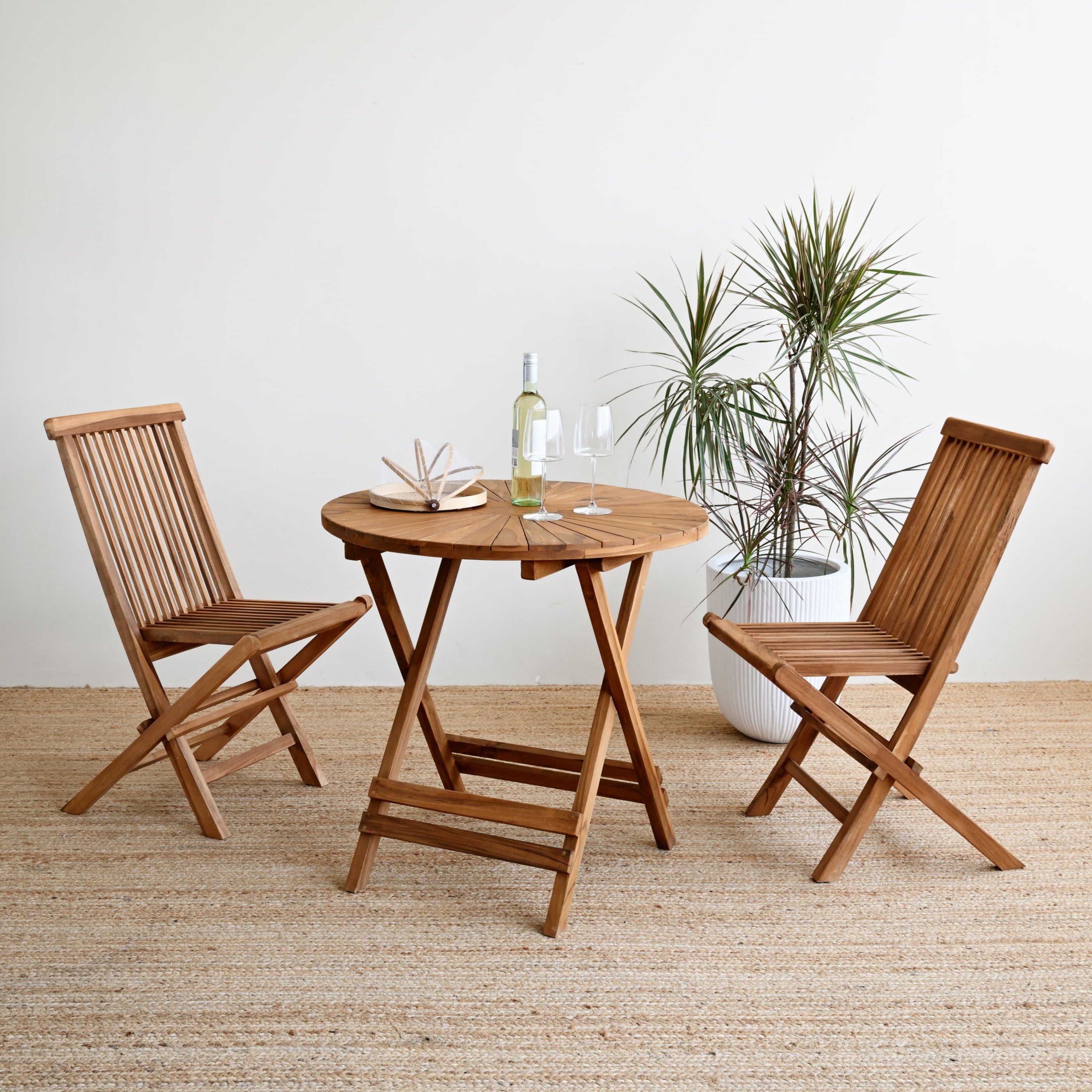 Outdoor Round Teak Folding Table 15