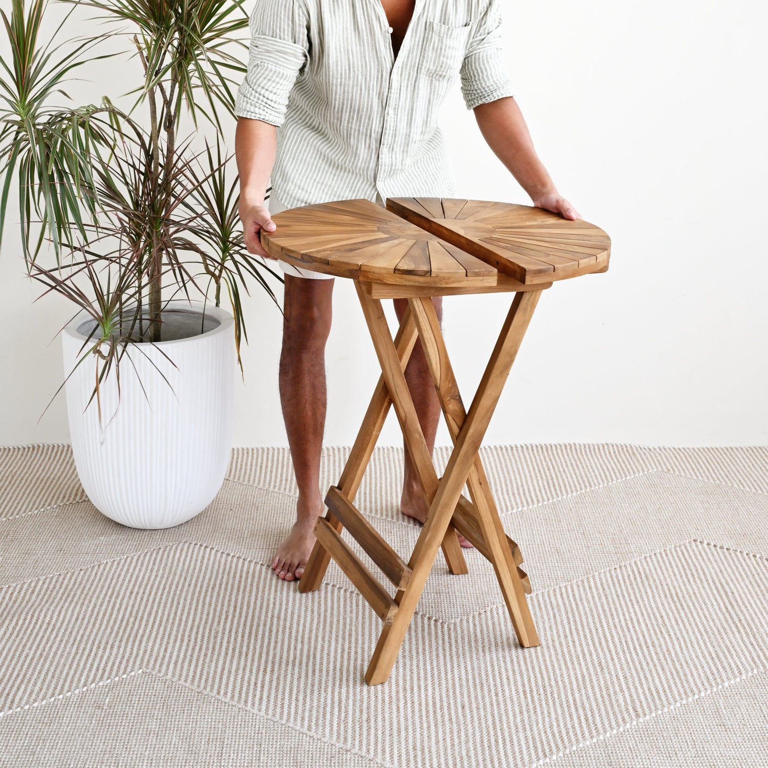 Outdoor Round Teak Folding Table 6