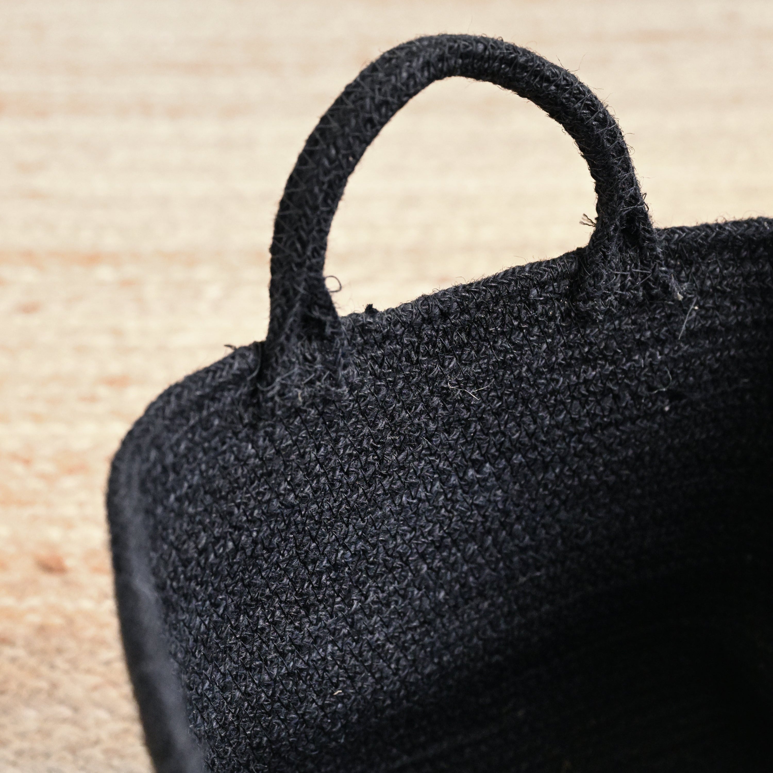 Rectangle Black Jute Storage Basket
