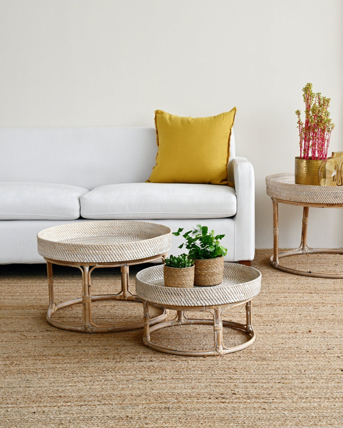 Round Table Tray - White Wash