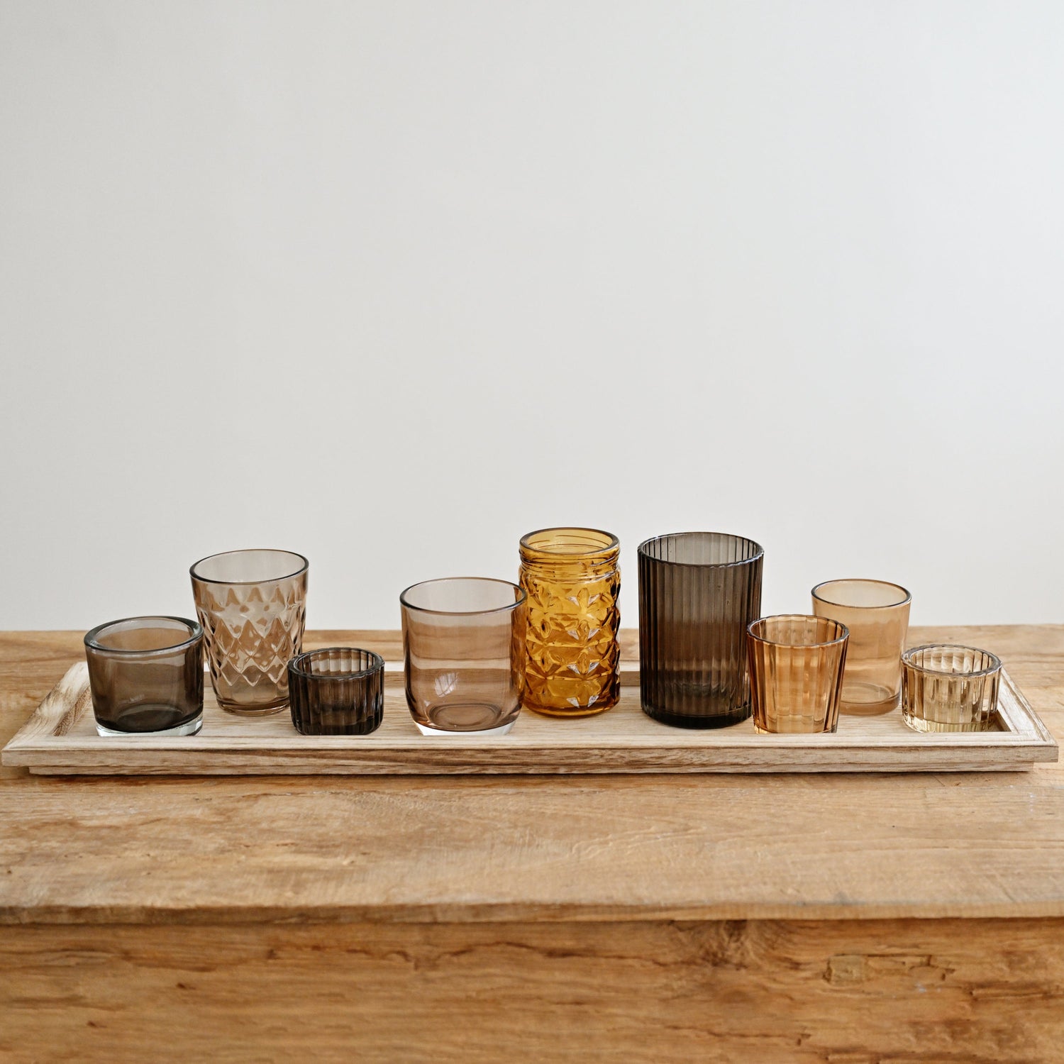 Sanga Tray with Votive Brown (Set of 10)