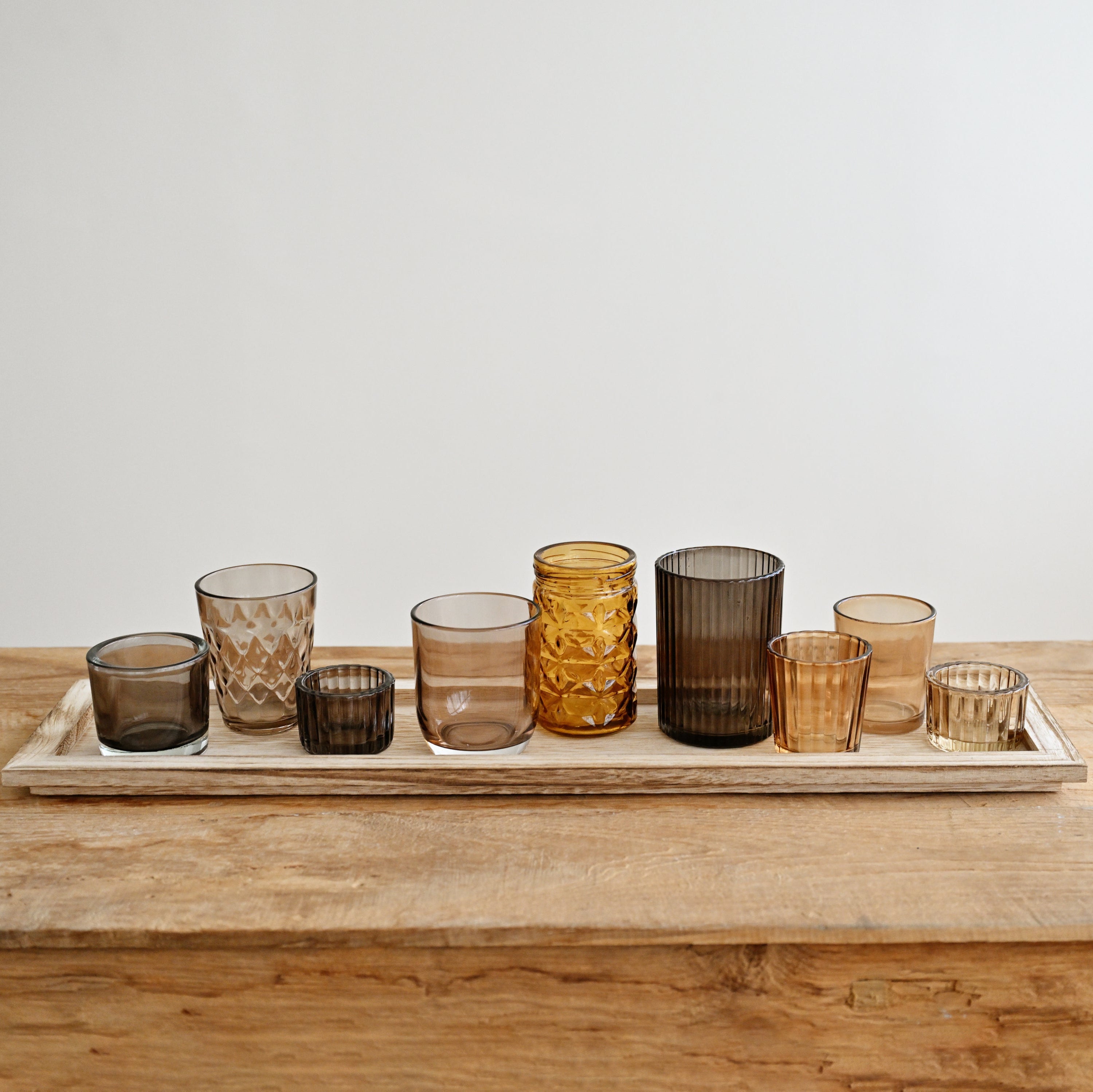 Sanga Tray with Votive Brown (Set of 10)
