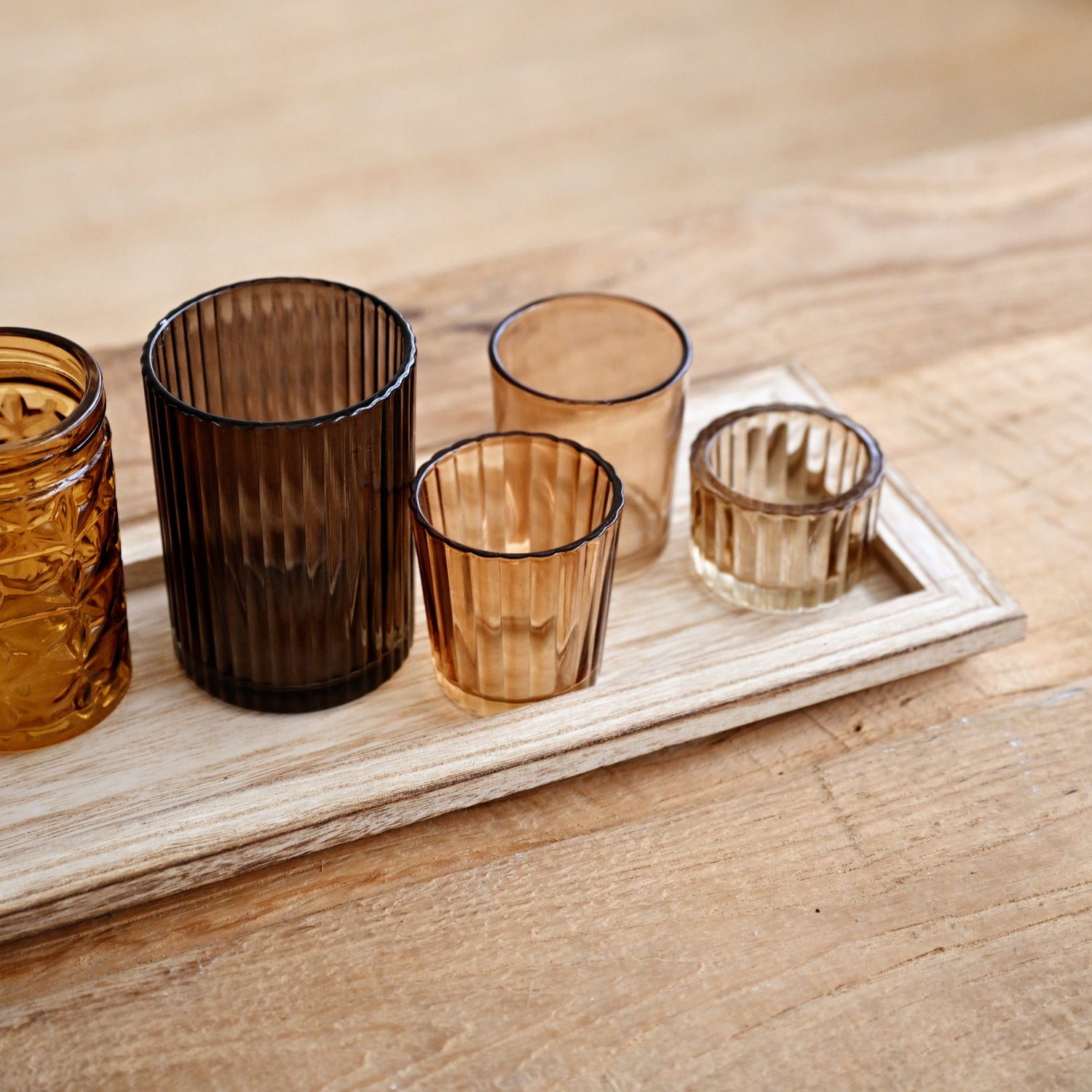 Sanga Tray with Votive Brown (Set of 10) 2