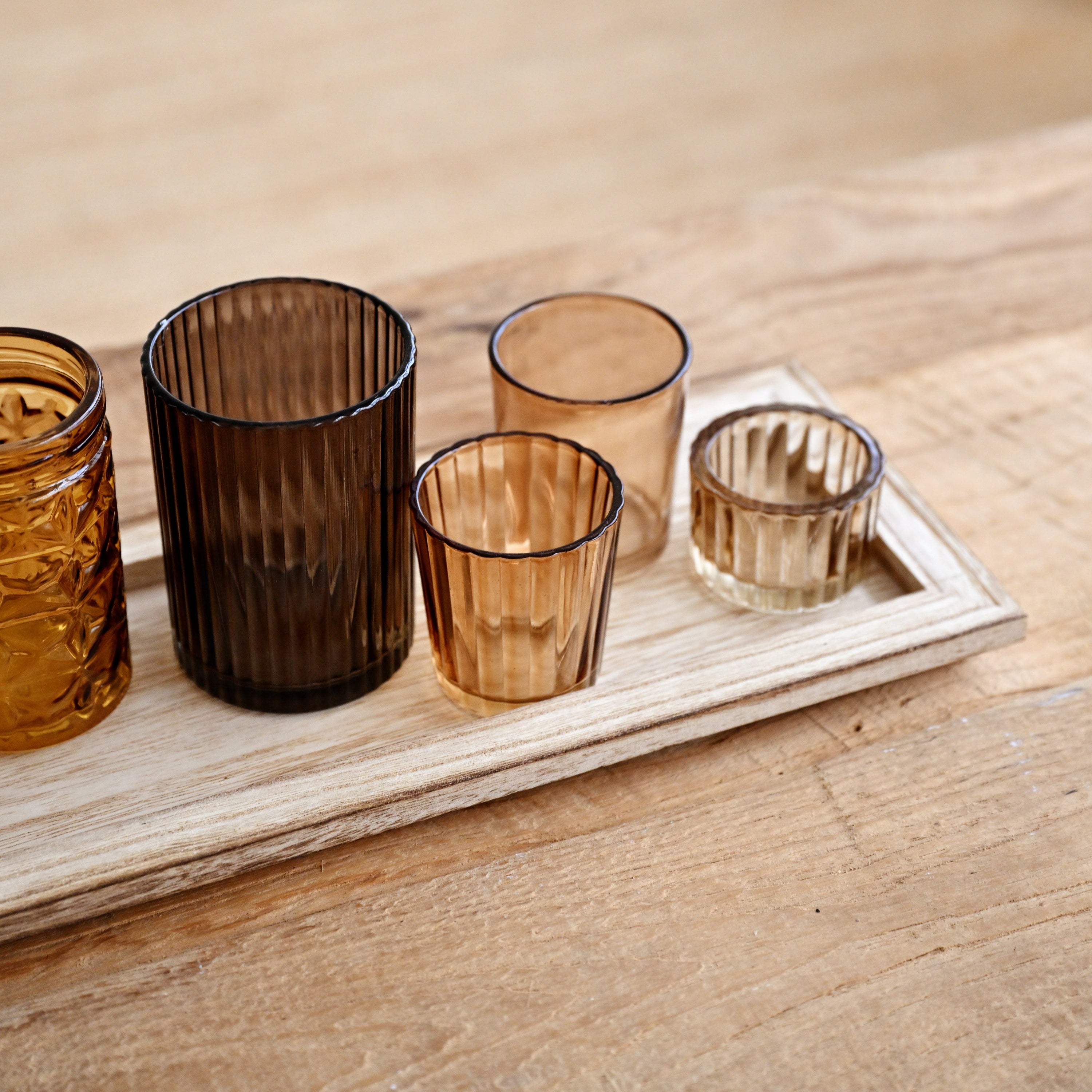 Sanga Tray with Votive Brown (Set of 10) 2