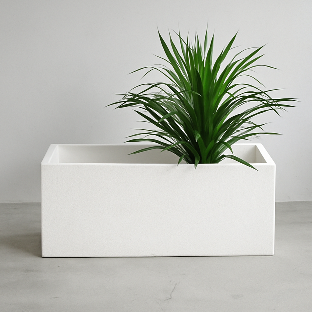 White Rectangle Planter Box