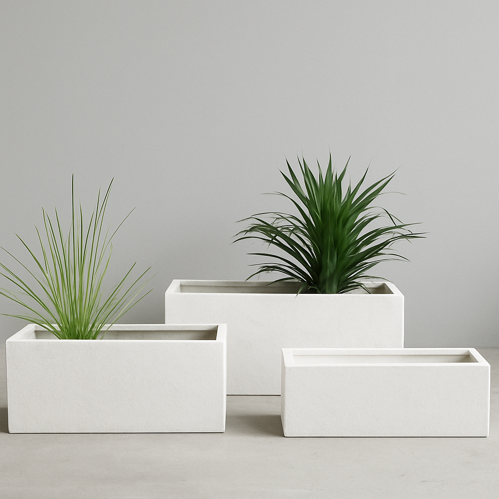 White Rectangle Planter Box