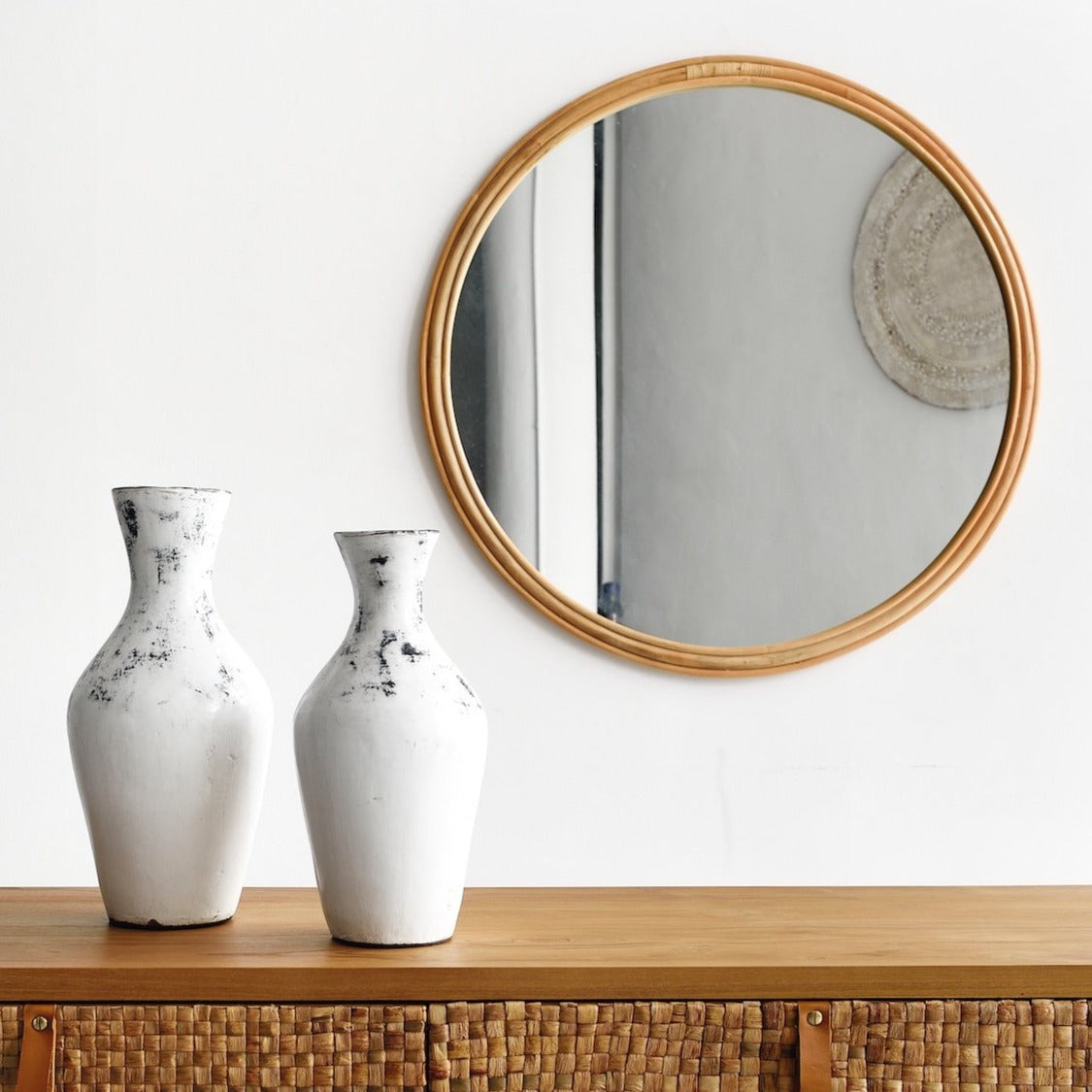 Natural Round Rattan Mirror