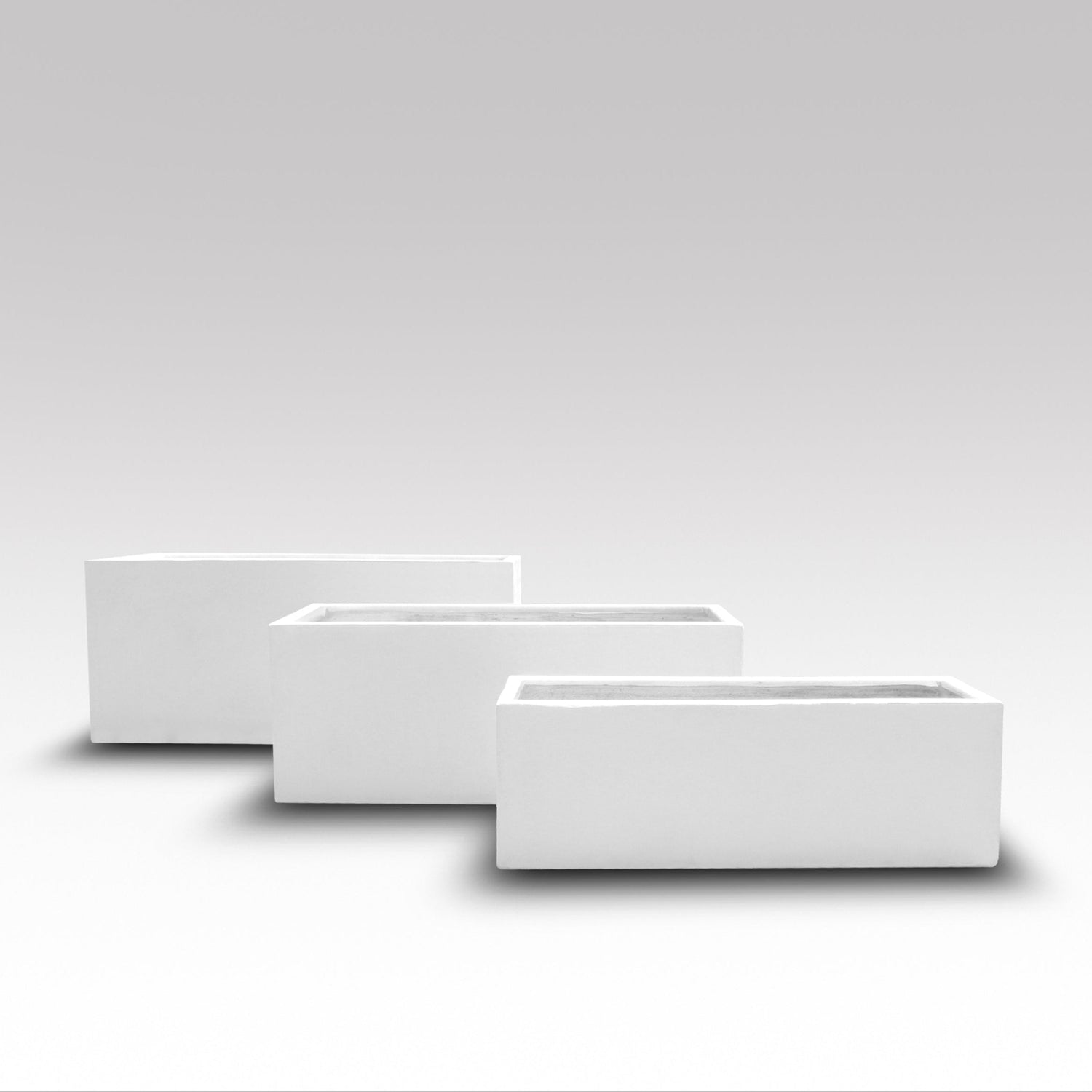 White Rectangle Planter Box