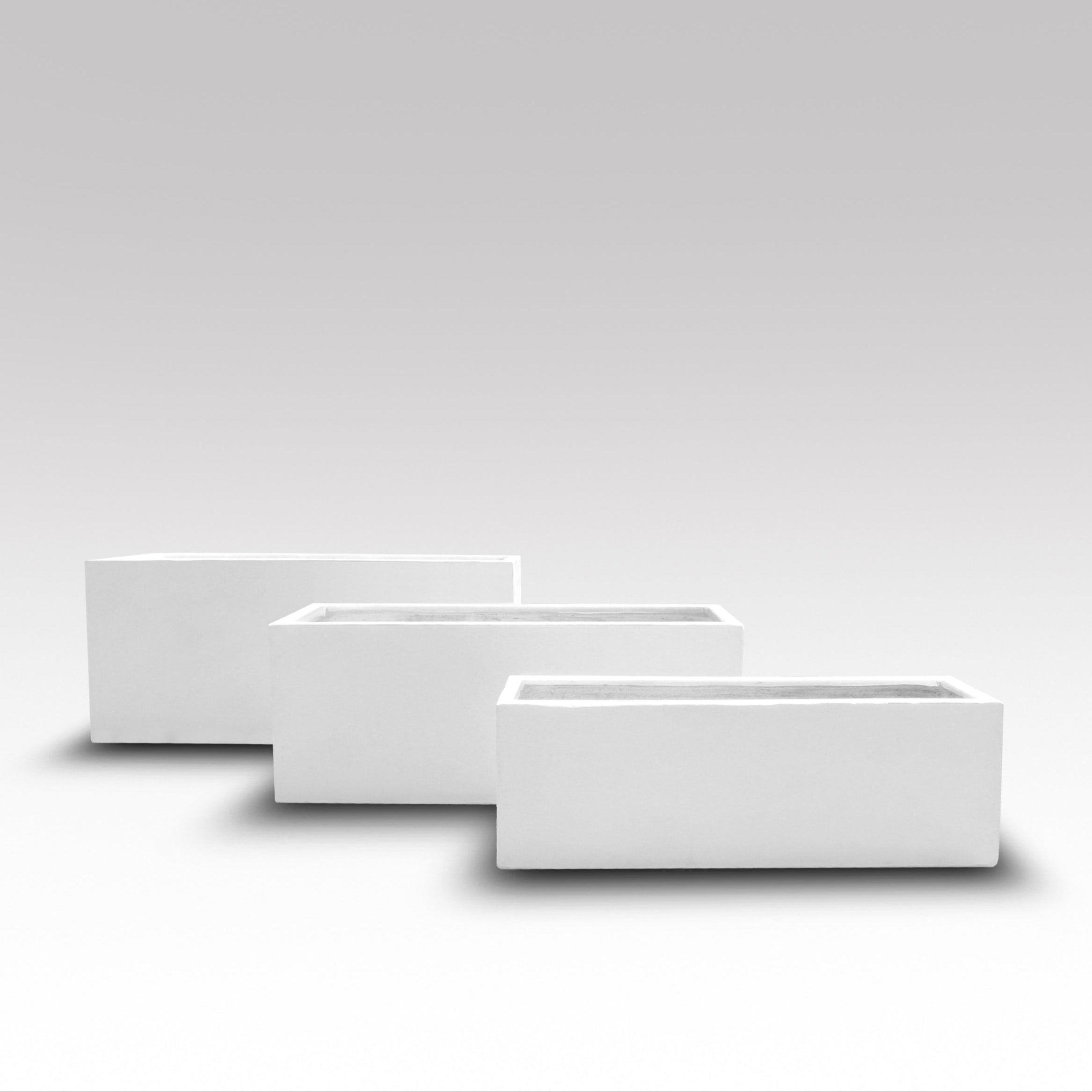White Rectangle Planter Box