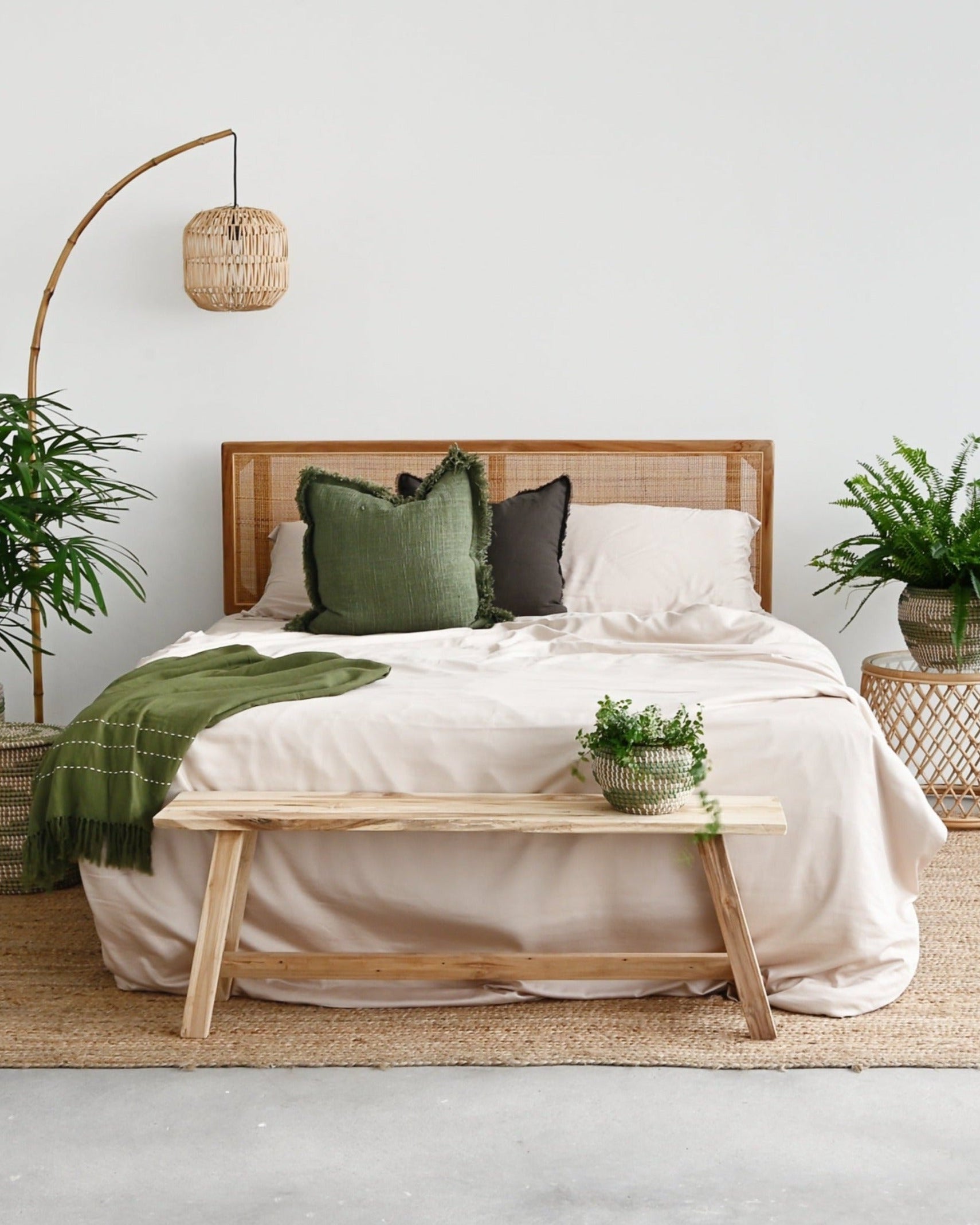Havana teak and rattan bed frame