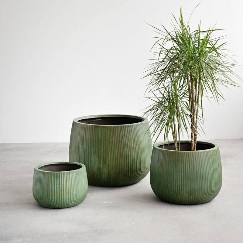 Nerja Concrete Pot - Copper Green