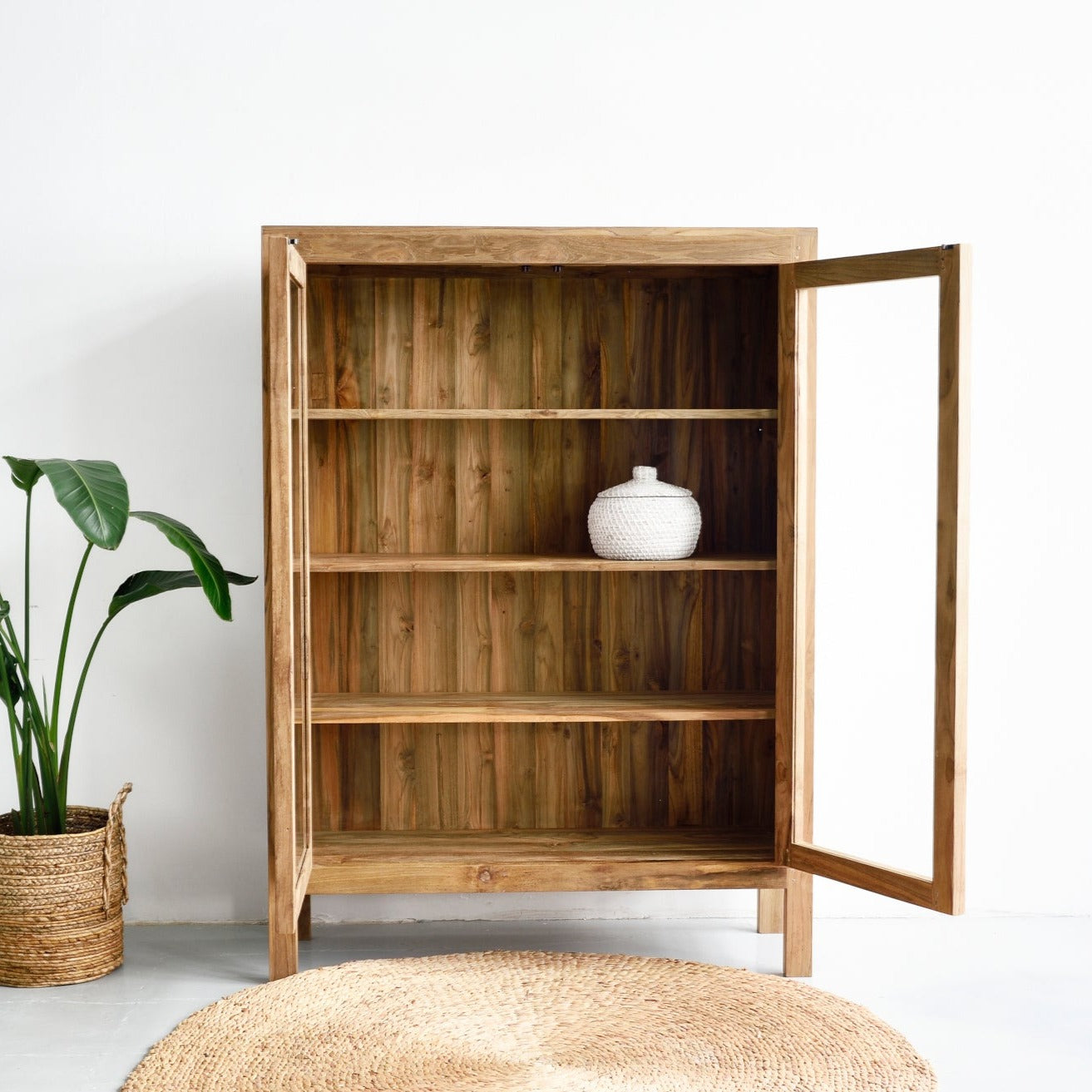 Reclaimed Teak Glass Cabinet