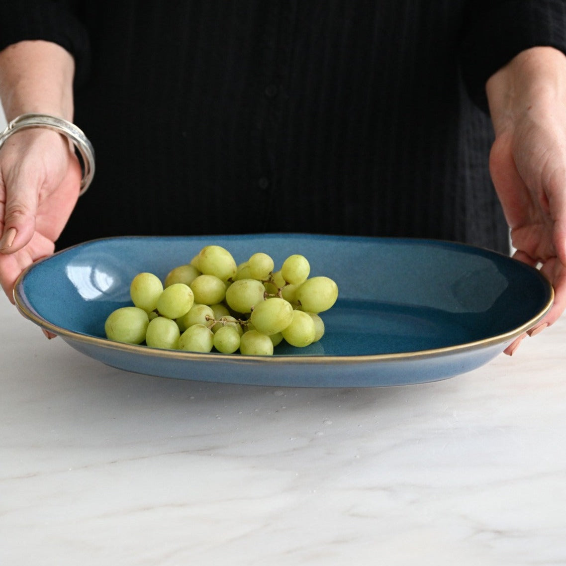Glossy Byzantine Blue Serving Plate (15")