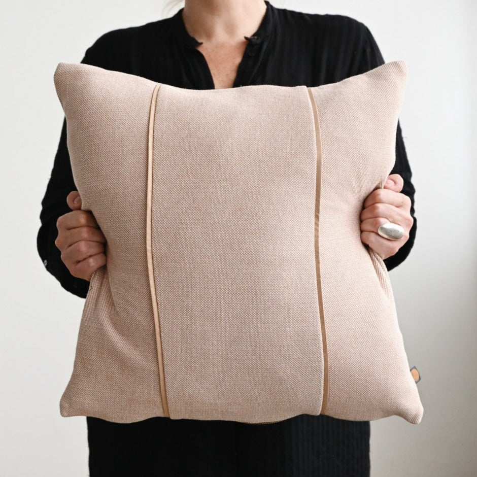 Blush Atlas Weave Square Cushion - 50cm x 50cm