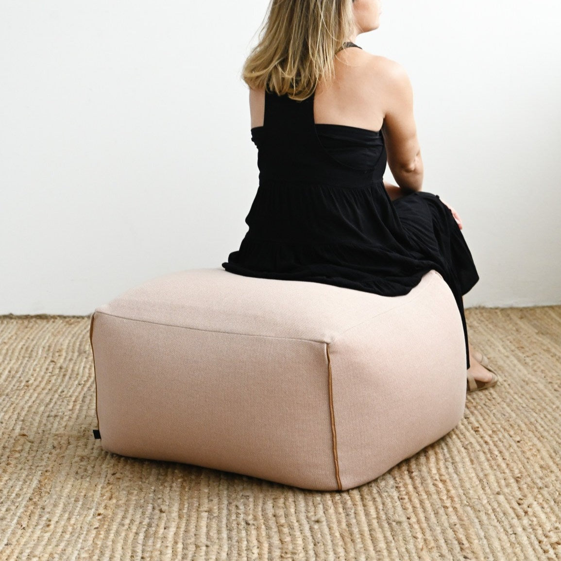 Blush Atlas Weave Ottoman