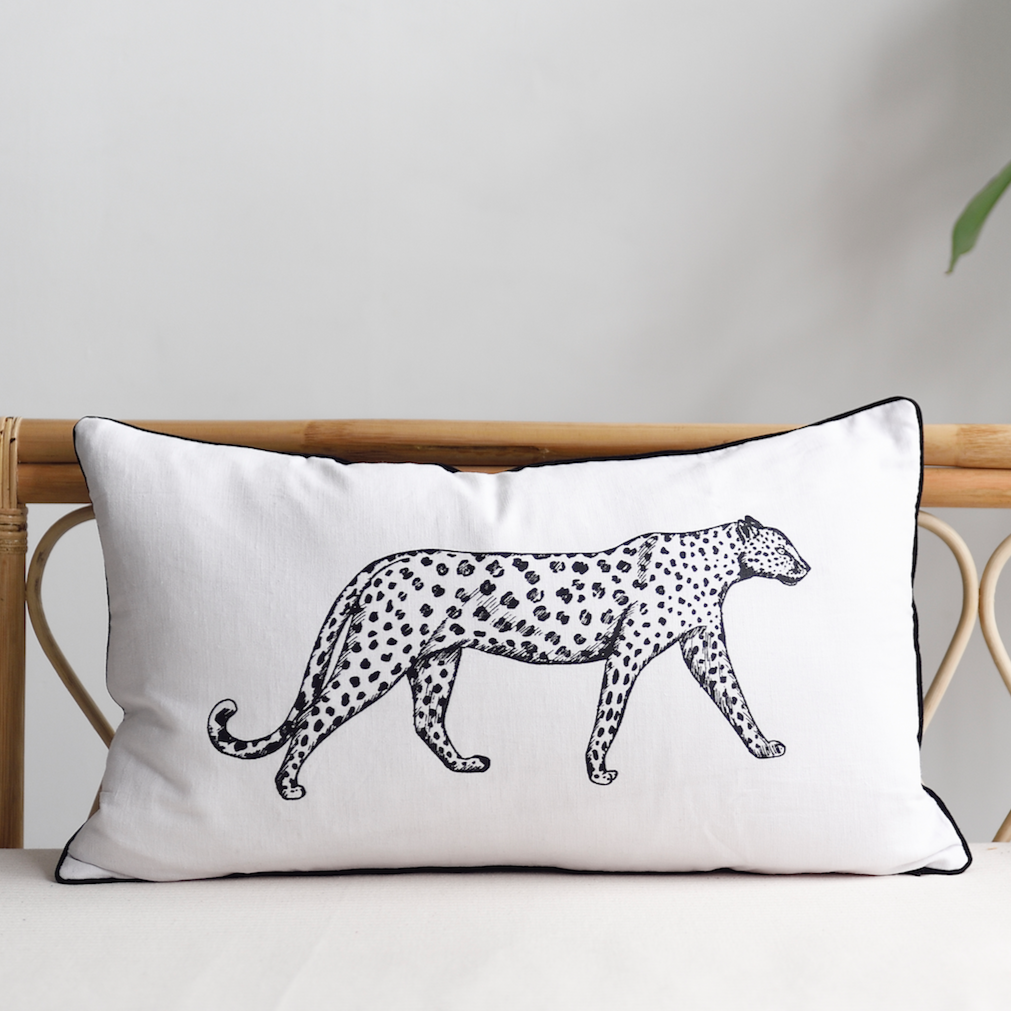 Black and shop white leopard pillow