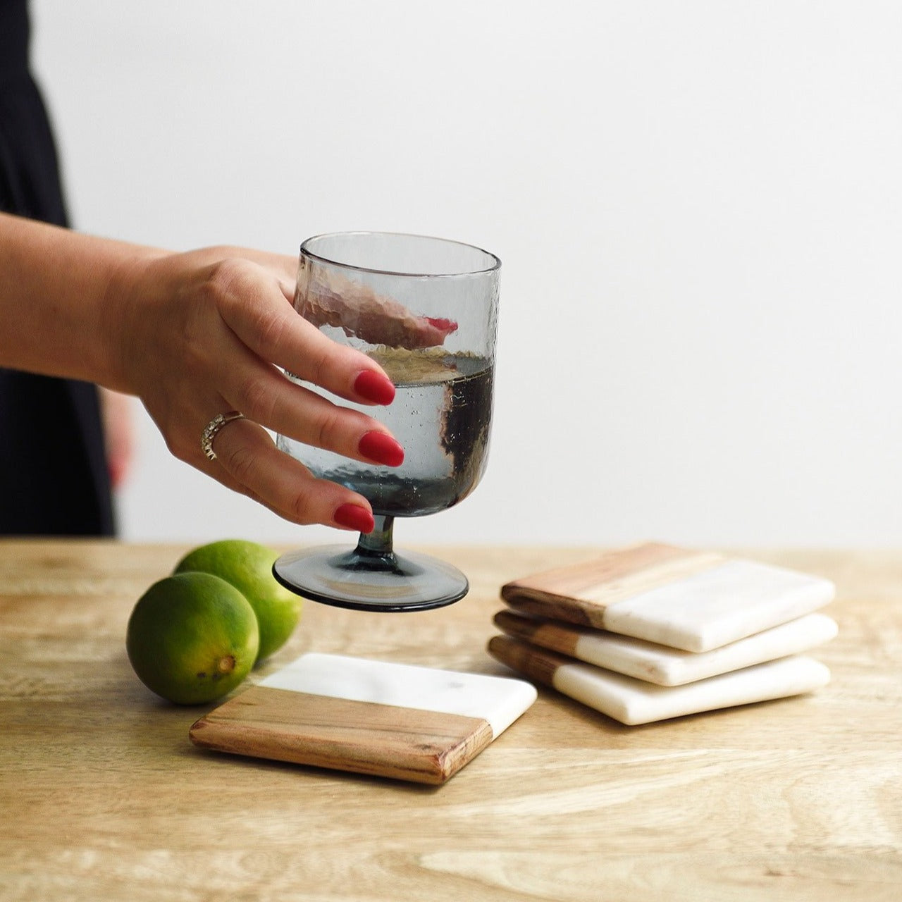 Marble & Wood Coasters (Set of 4)