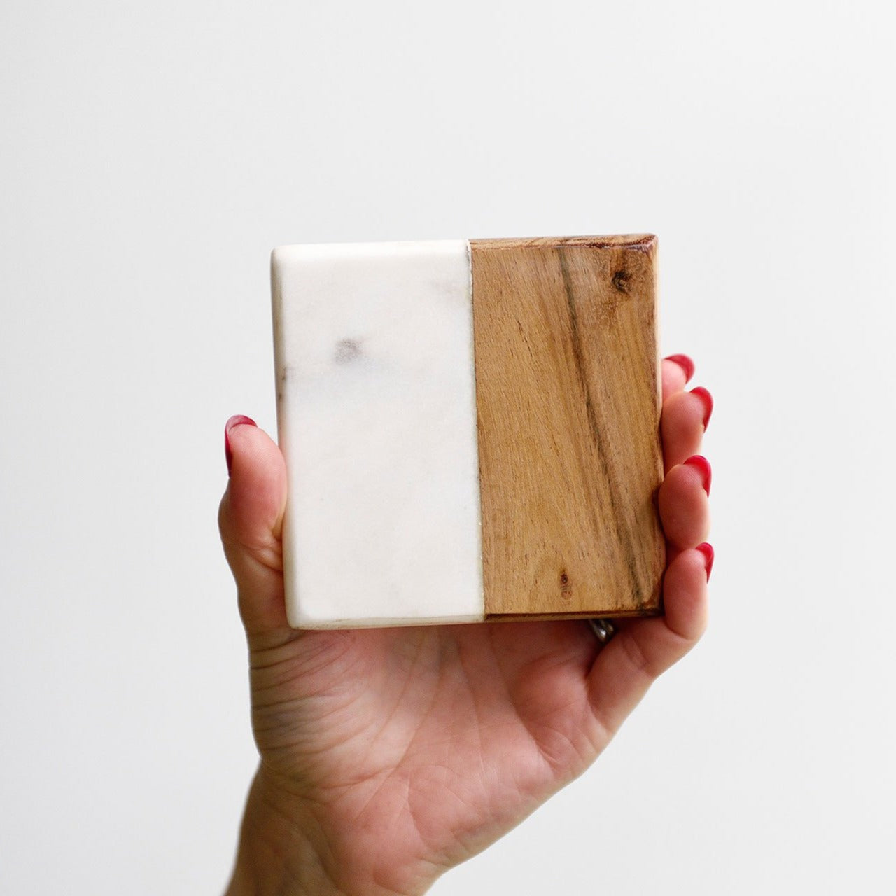 Marble & Wood Coasters (Set of 4)