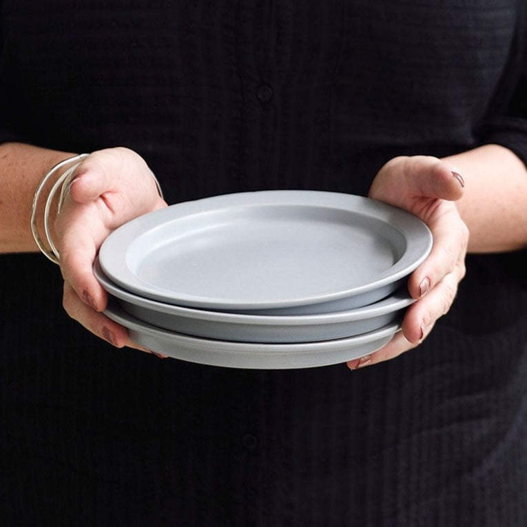 Pastel Blue Narrow Rim Plate 8"