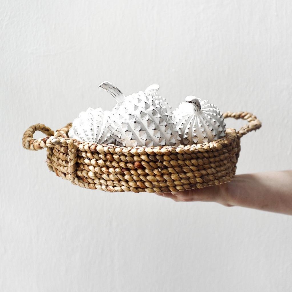 Round Banana Leaf Tray with handles - Decor