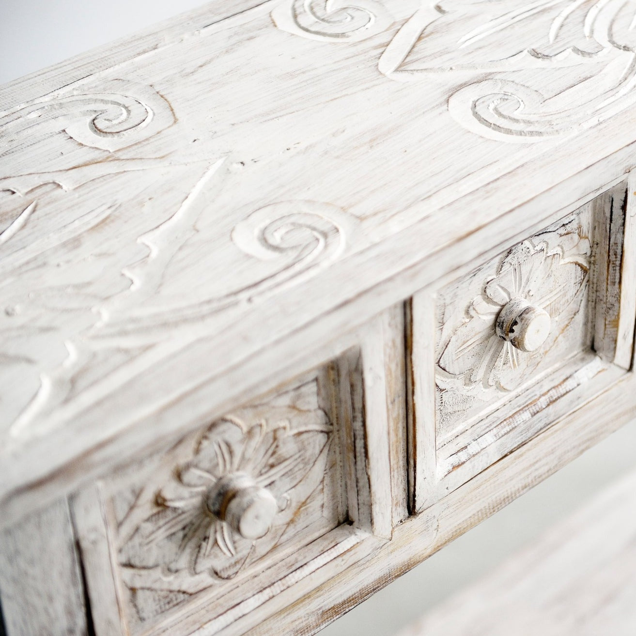 Moroccan console in white wash finish